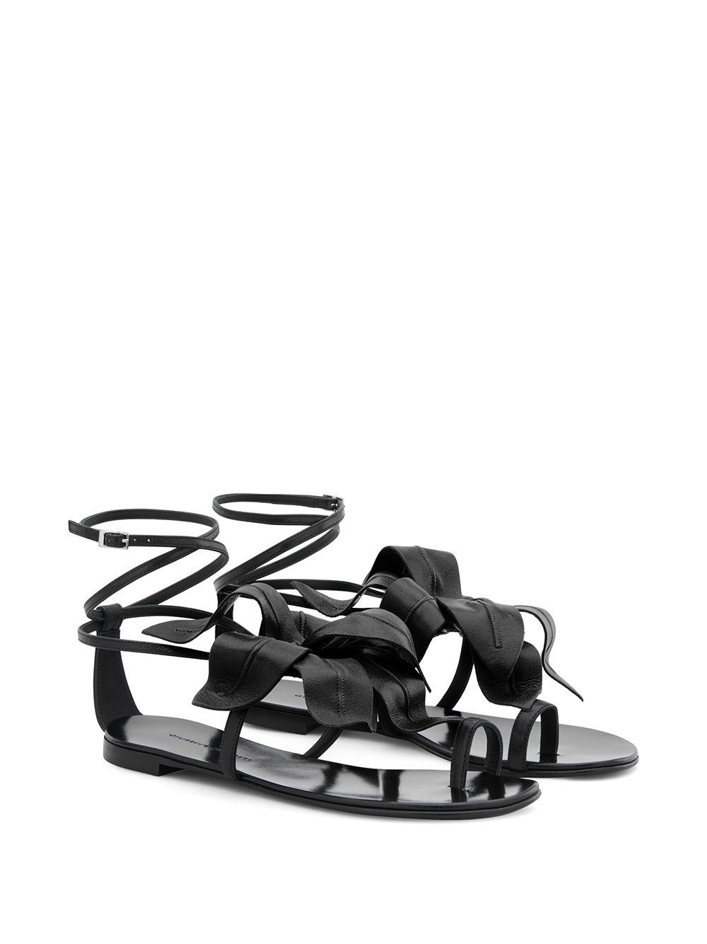 flower appliqué flat sandals - 2