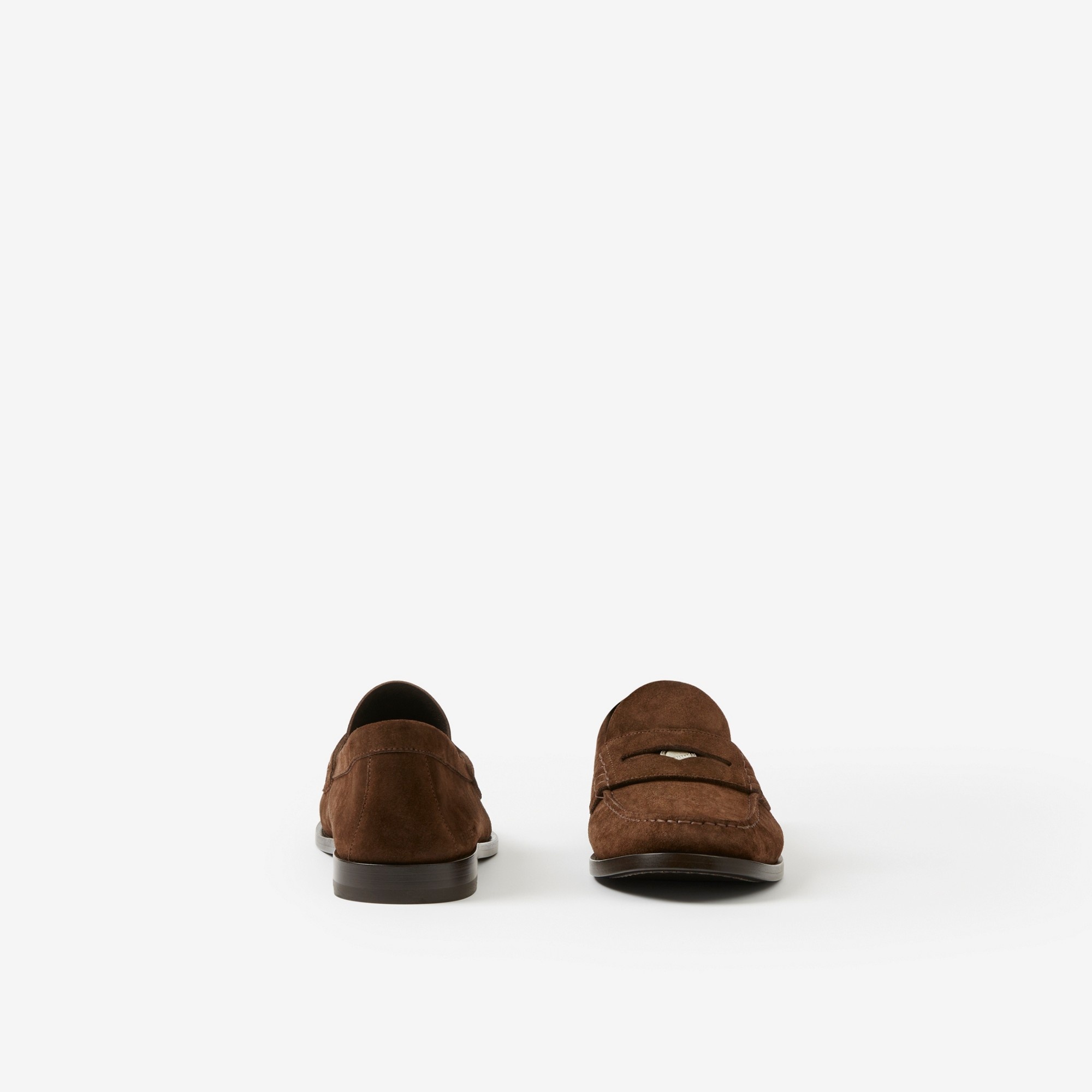 Coin Detail Suede Penny Loafers - 4