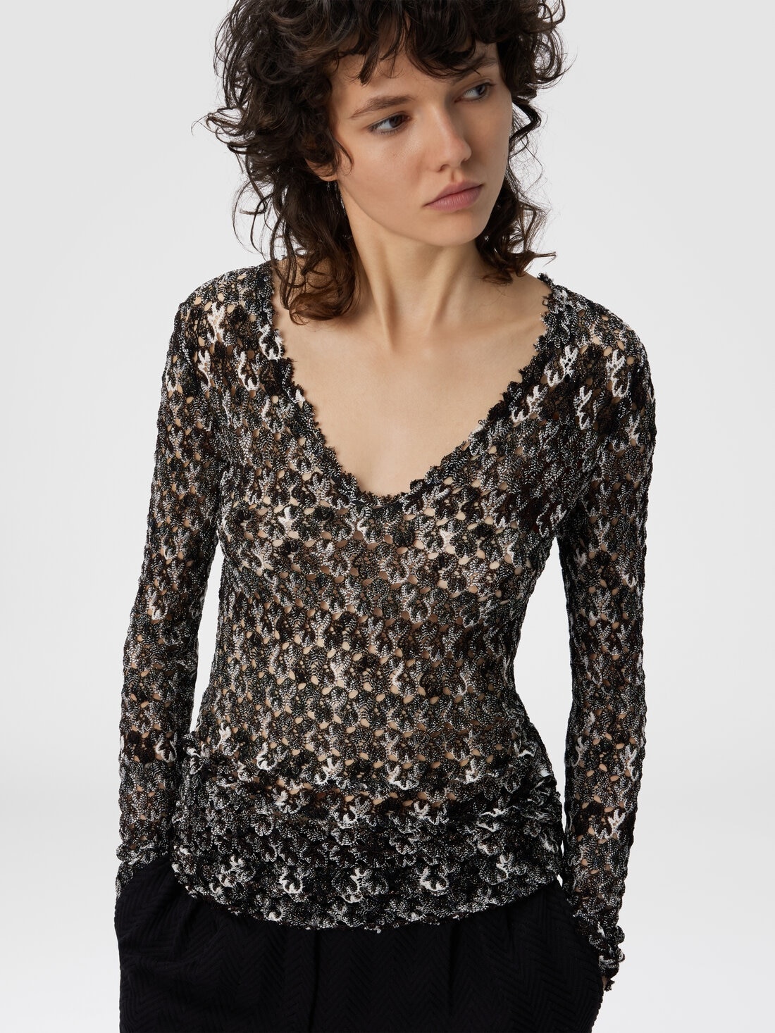 Slim Fit V-Neck Sweater in Lace - 4