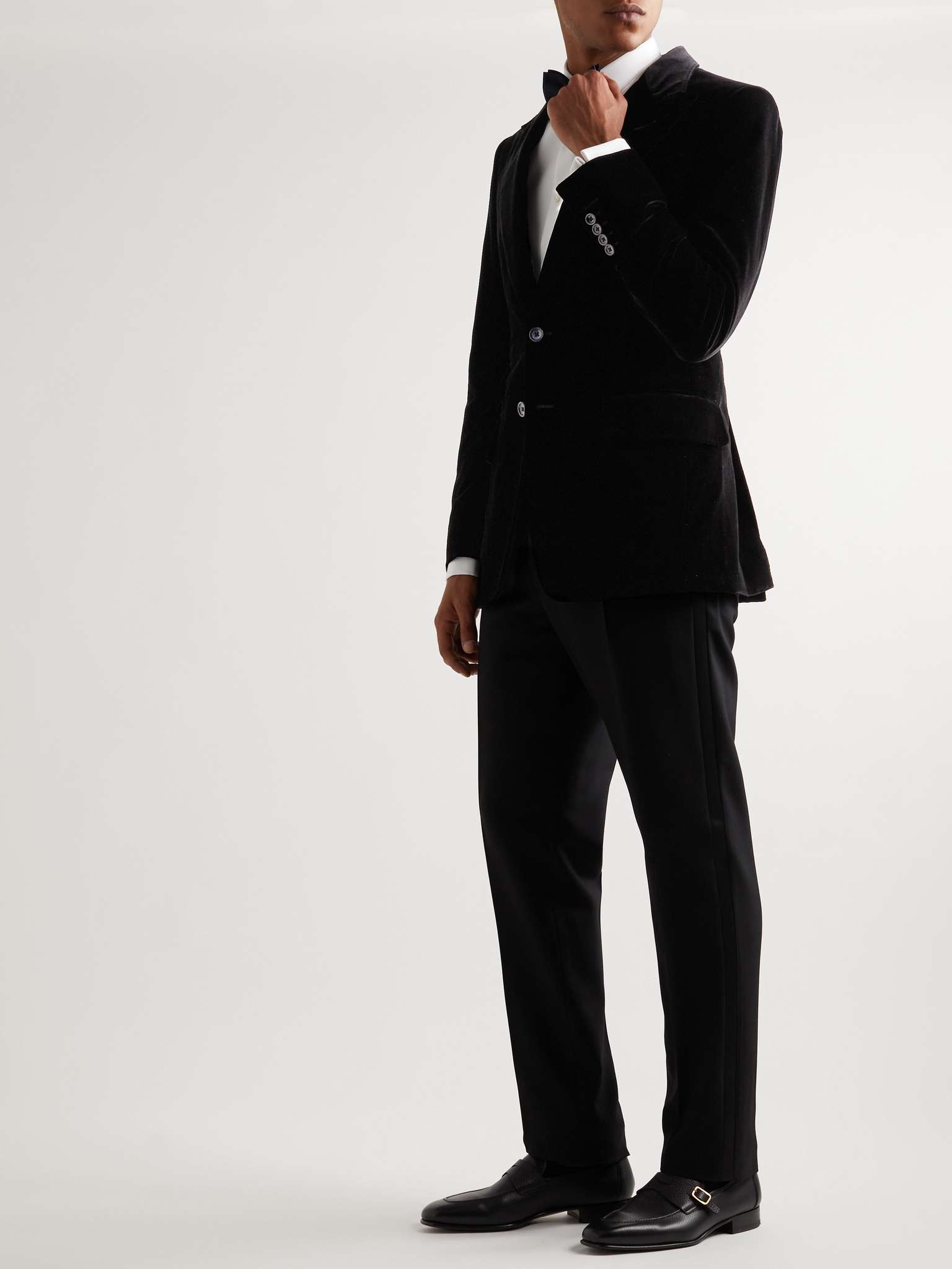 Straight-Leg Pleated Wool Tuxedo Trousers - 2