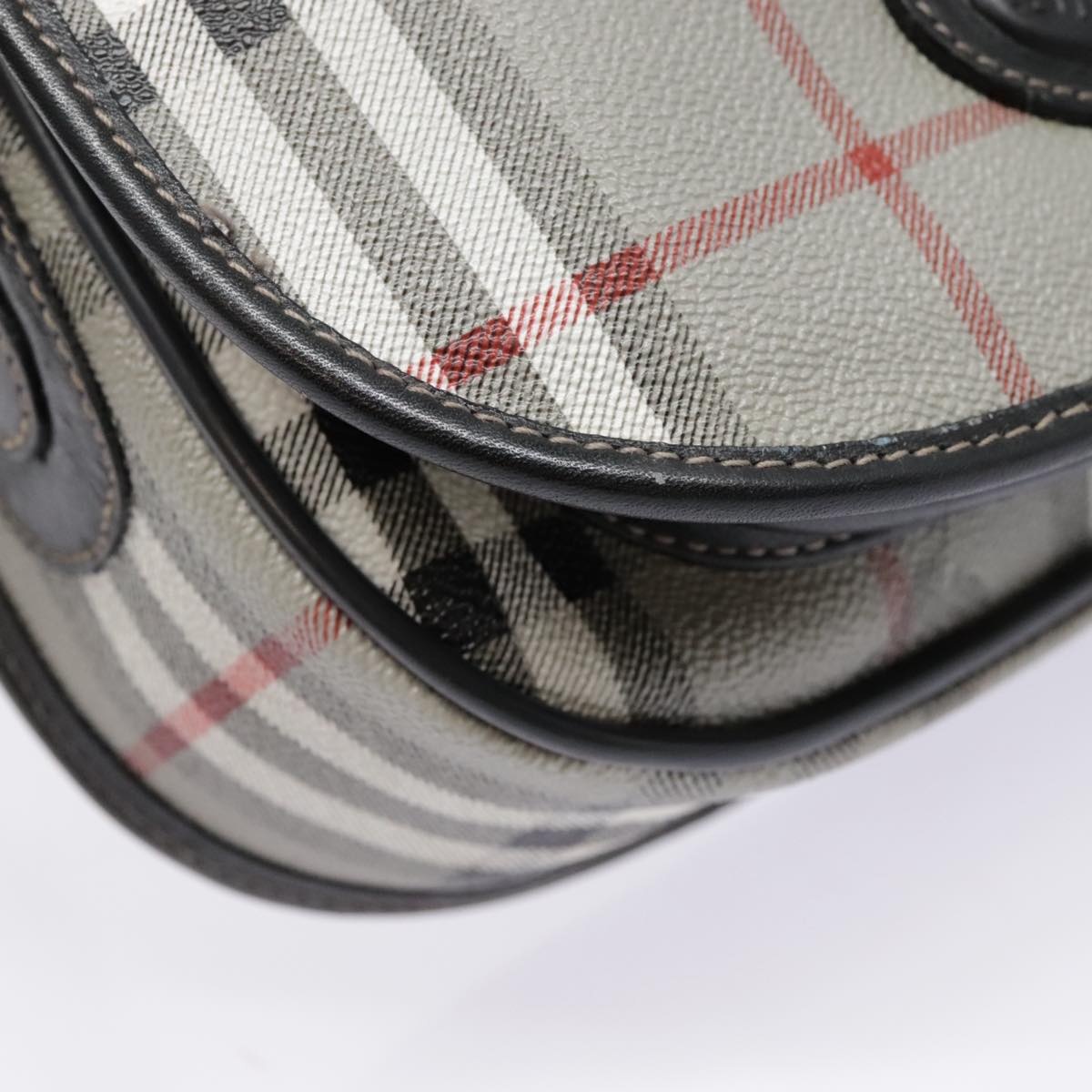 Burberry Nova Check Shoulder Bag Pvc Leather Gray Gold - 14
