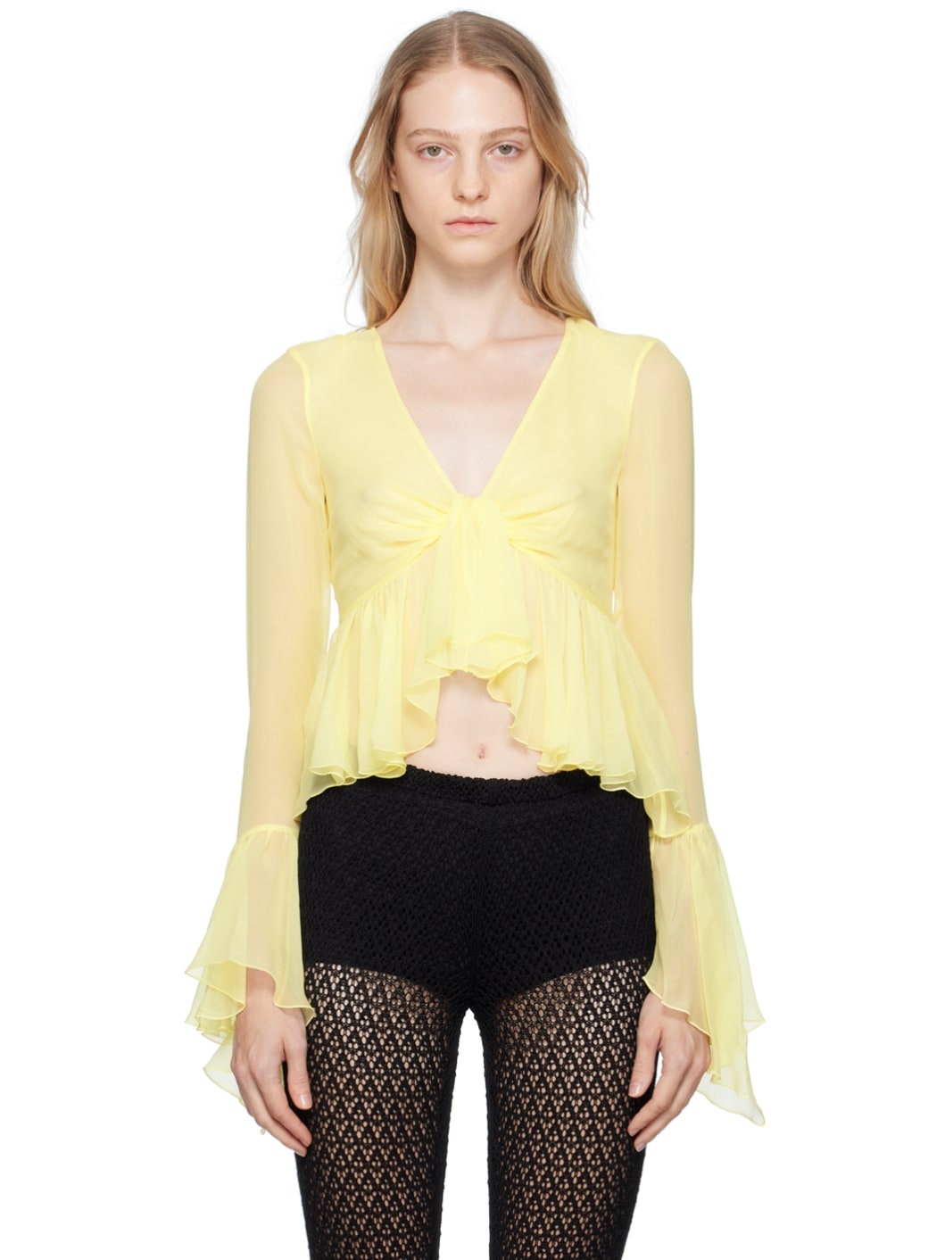 Yellow Ruffled Blouse - 1