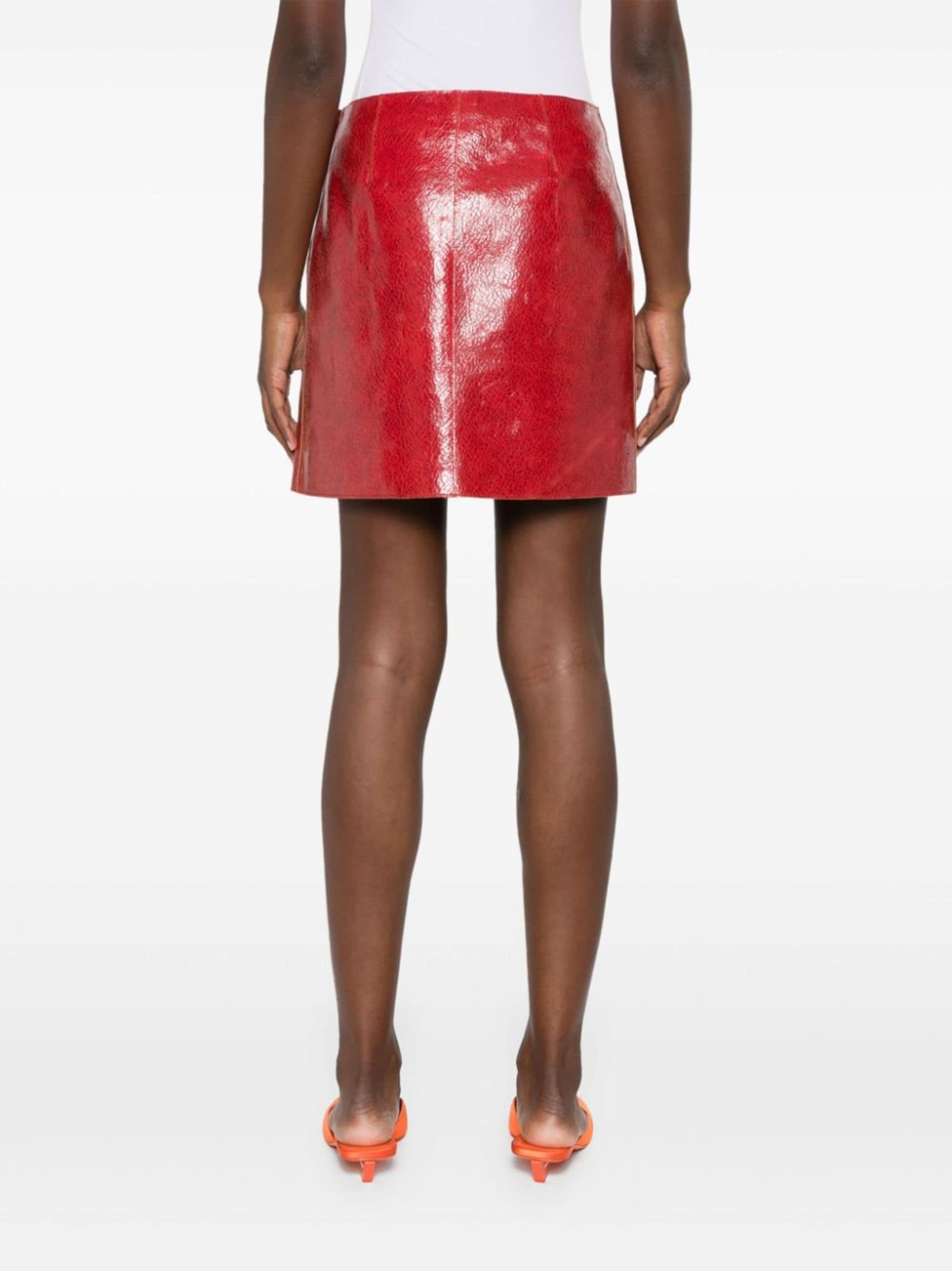 cracked leather mini skirt - 4