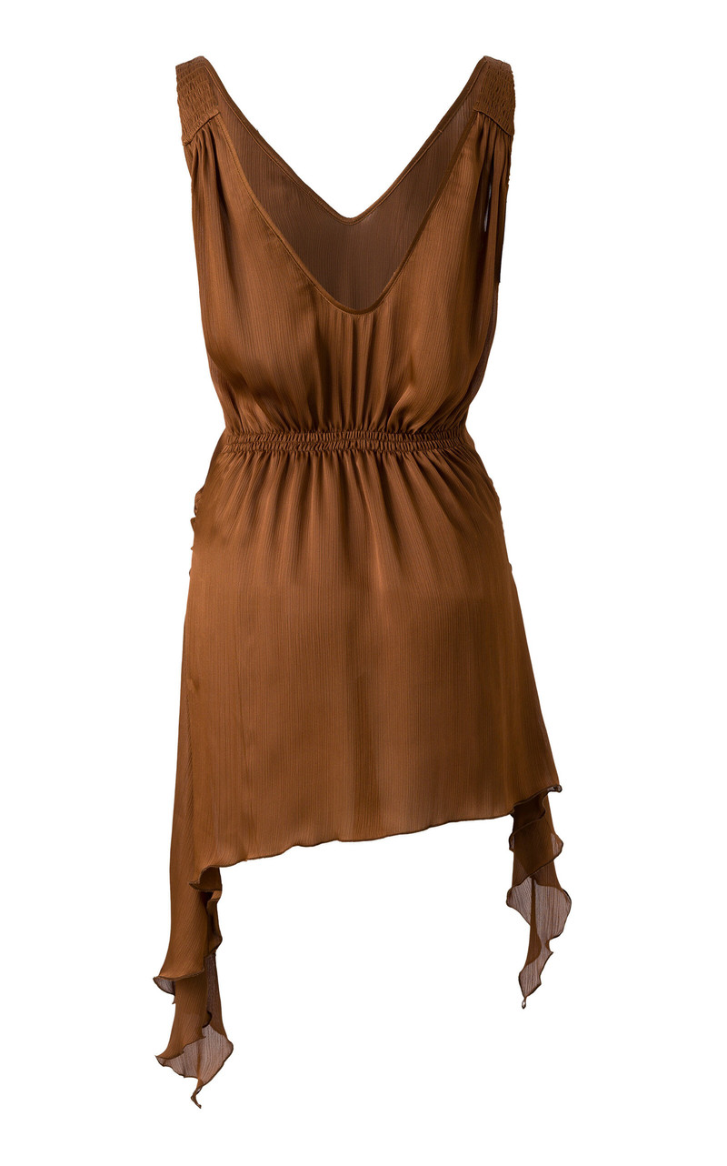 Clemens Gathered Satin Mini Dress brown 4