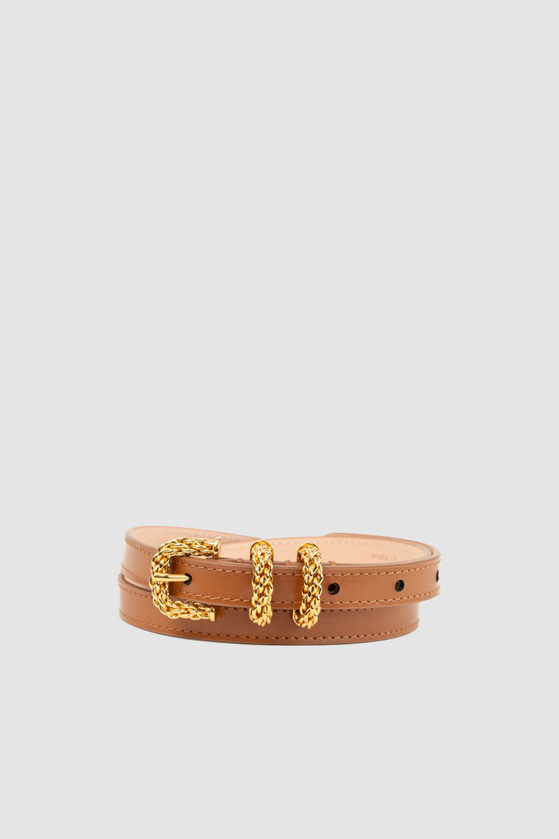 Kat Summer Tan Semi Patent Leather Belt 1