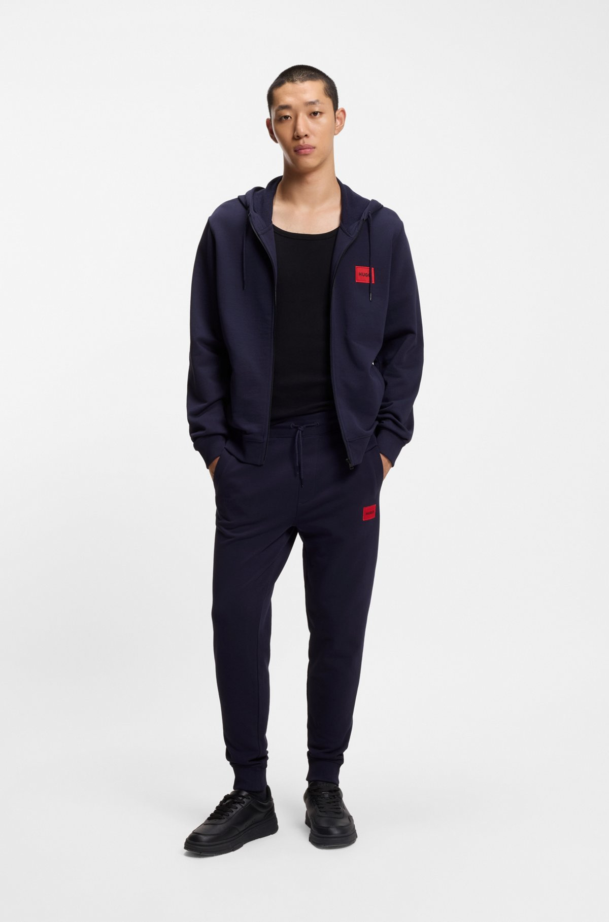 COTTON-TERRY TRACKSUIT BOTTOMS WITH LOGO LABEL - 4