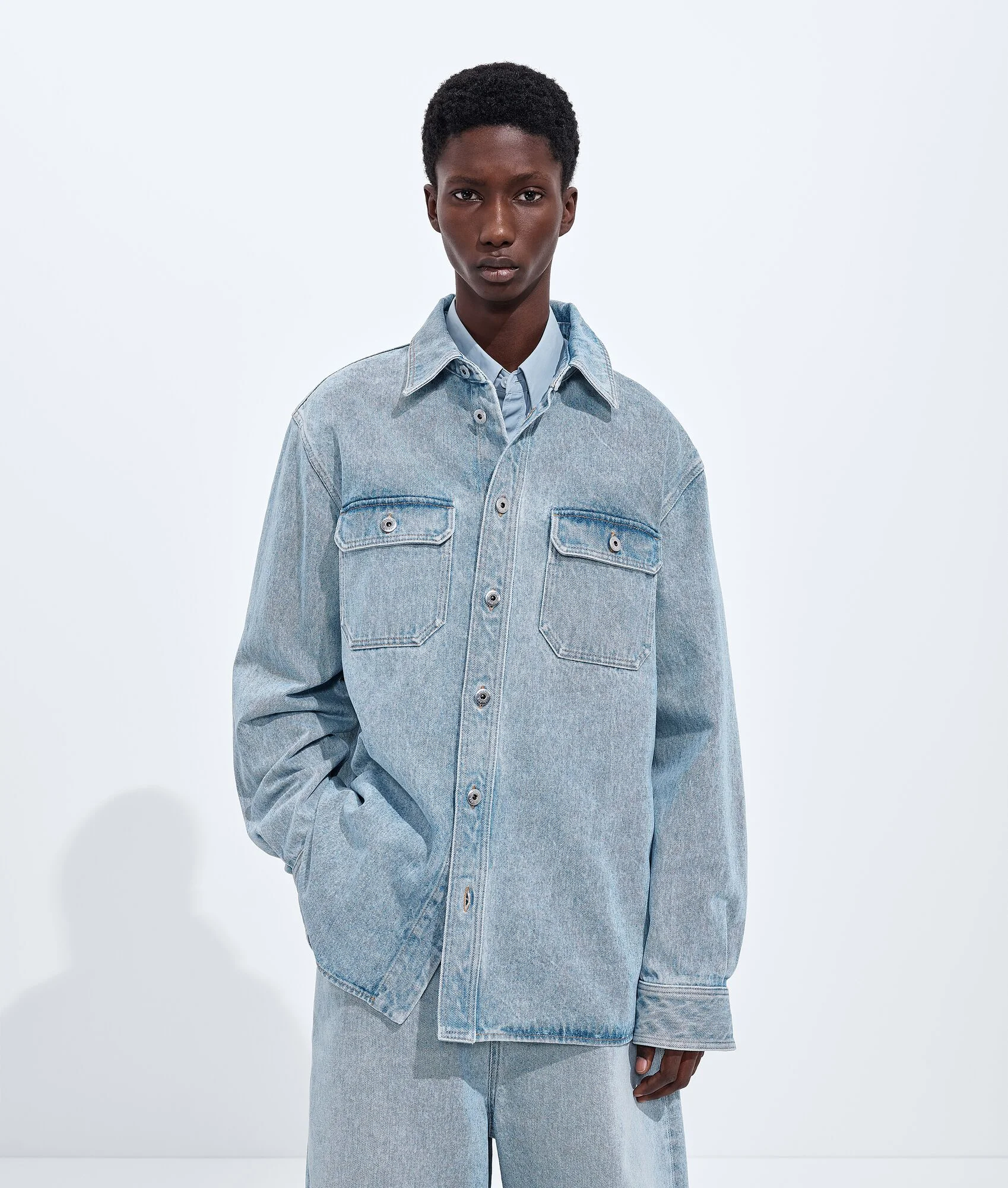 Sky Bleached Denim Overshirt - 1