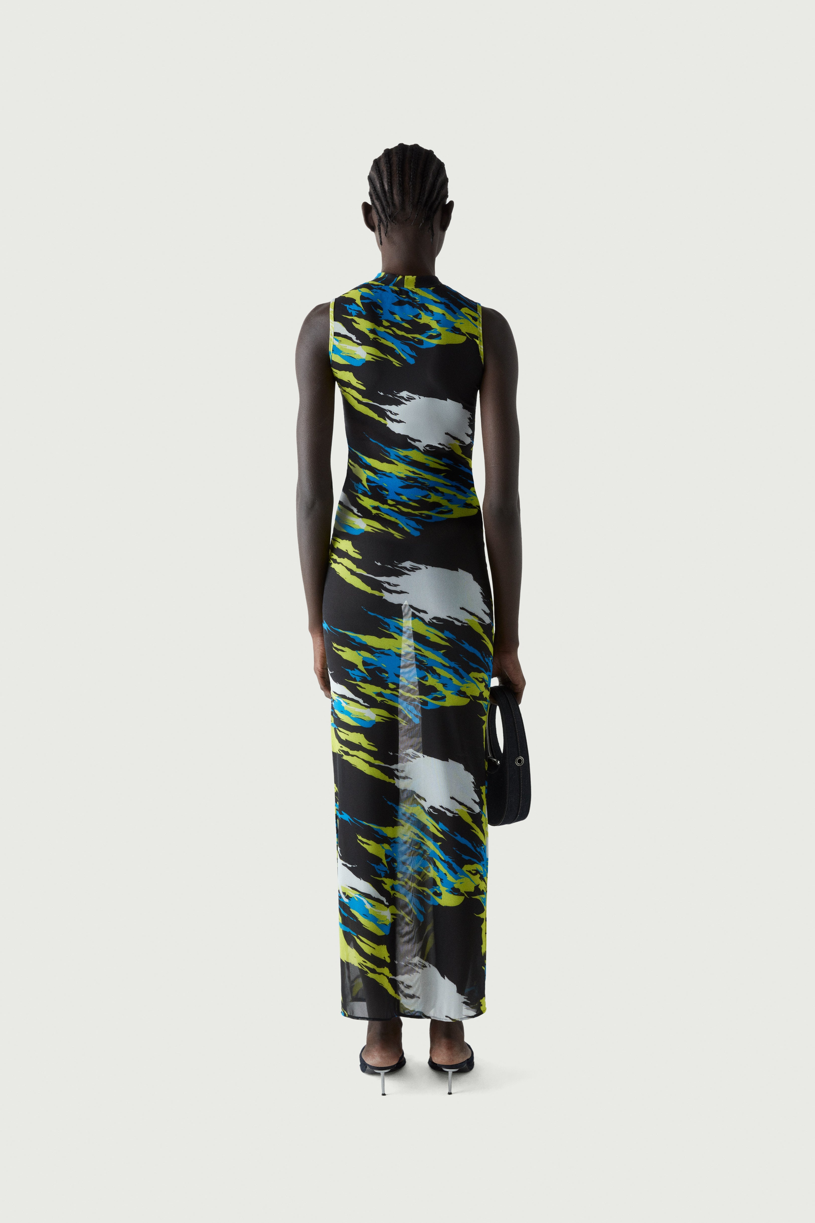 Moto Print Mesh Dress - 4