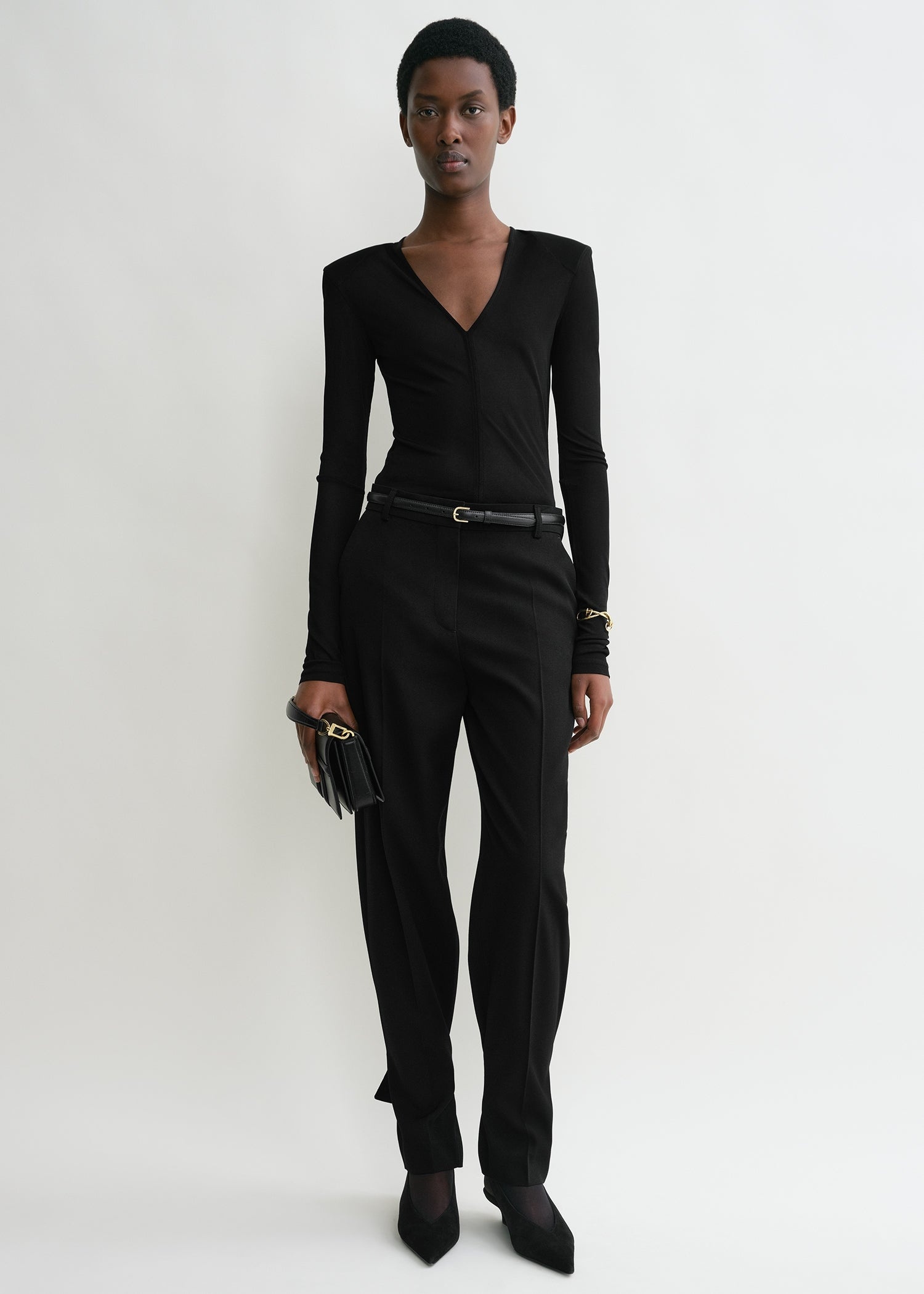 Deep v-neck top black - 2