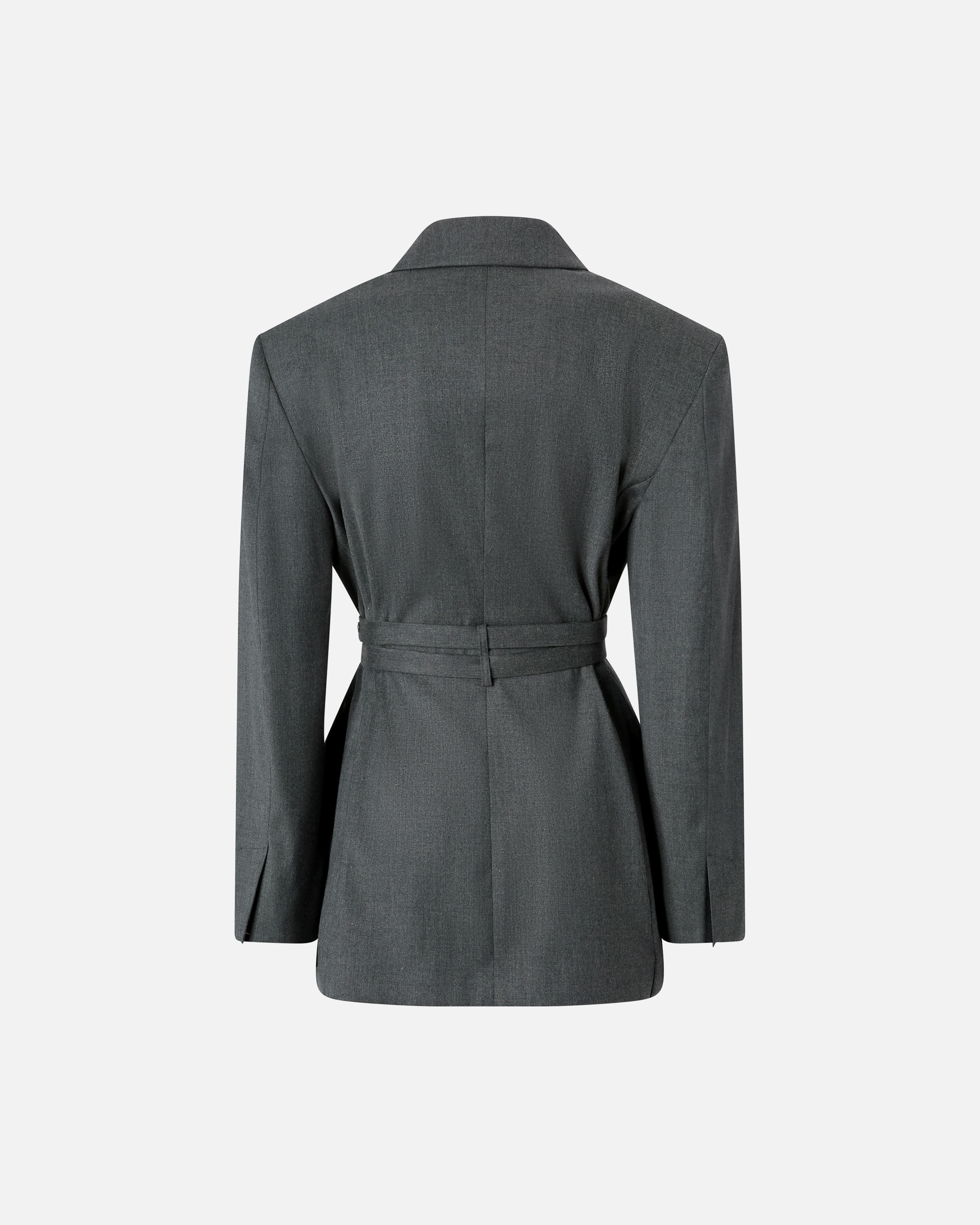 OVERSIZED FLANNEL BLAZER WITH THIN BELT - 6