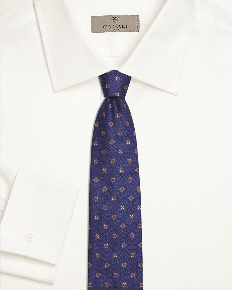 Canali Men's Textured Medium Silk Tie, Blue outlook