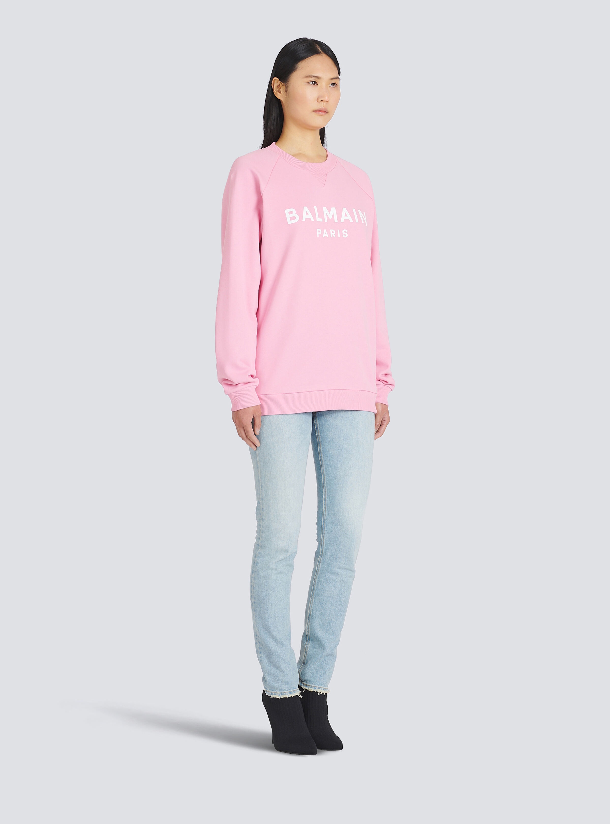 Eco-designed cotton sweatshirt with Balmain logo print - 5