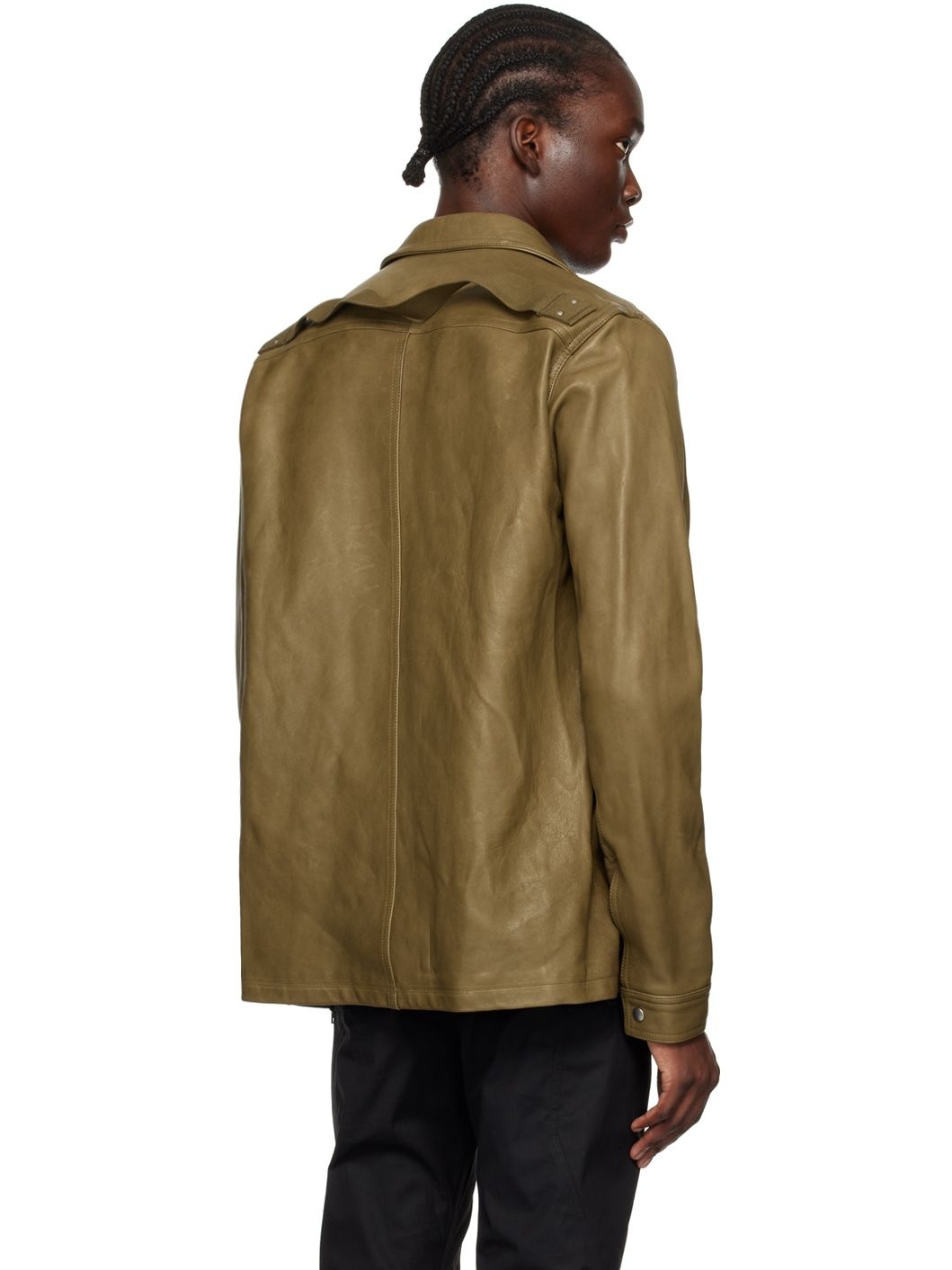 Rick Owens Khaki Porterville Brad Leather Jacket | ssense