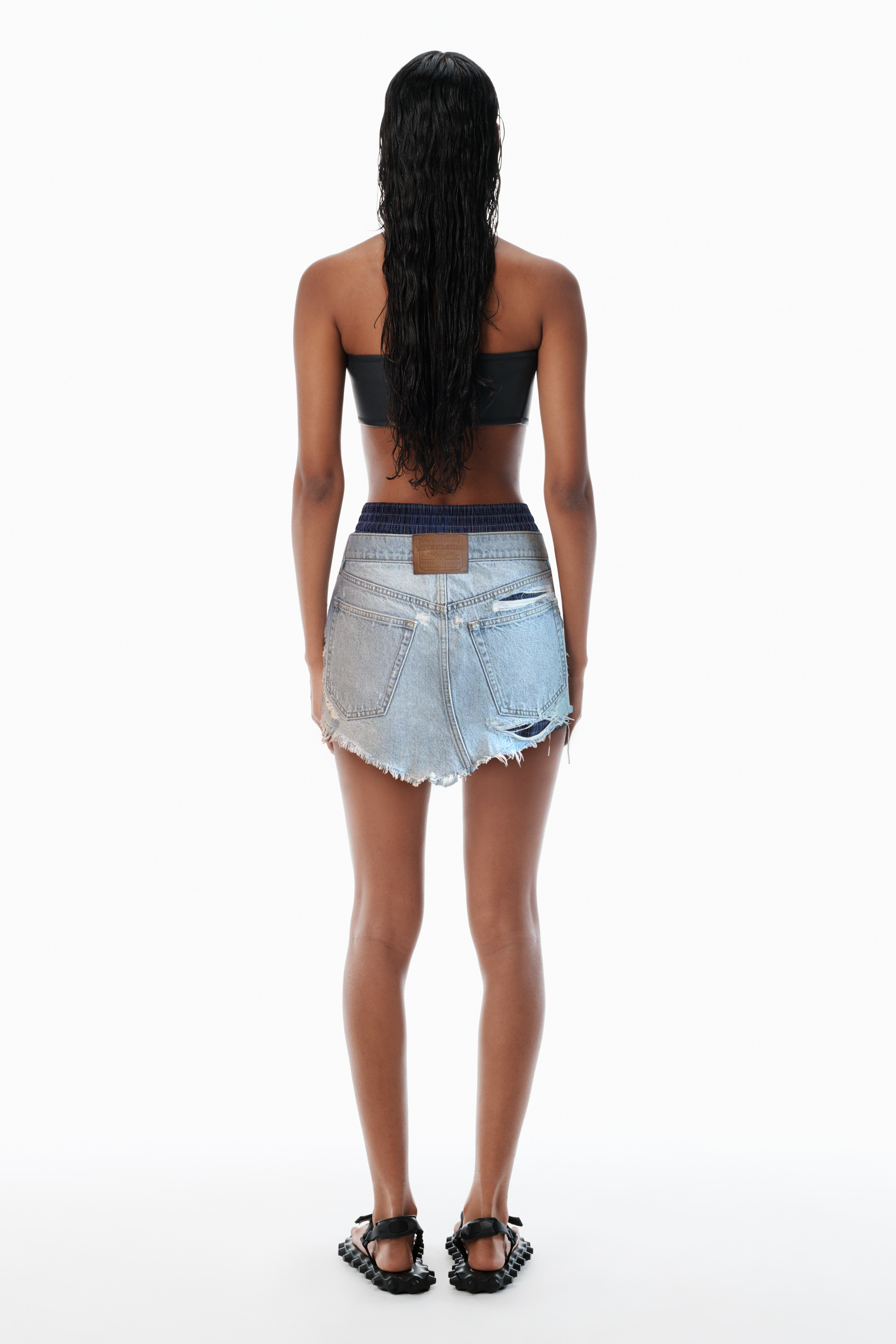 distressed pre-styled denim skirt - 4