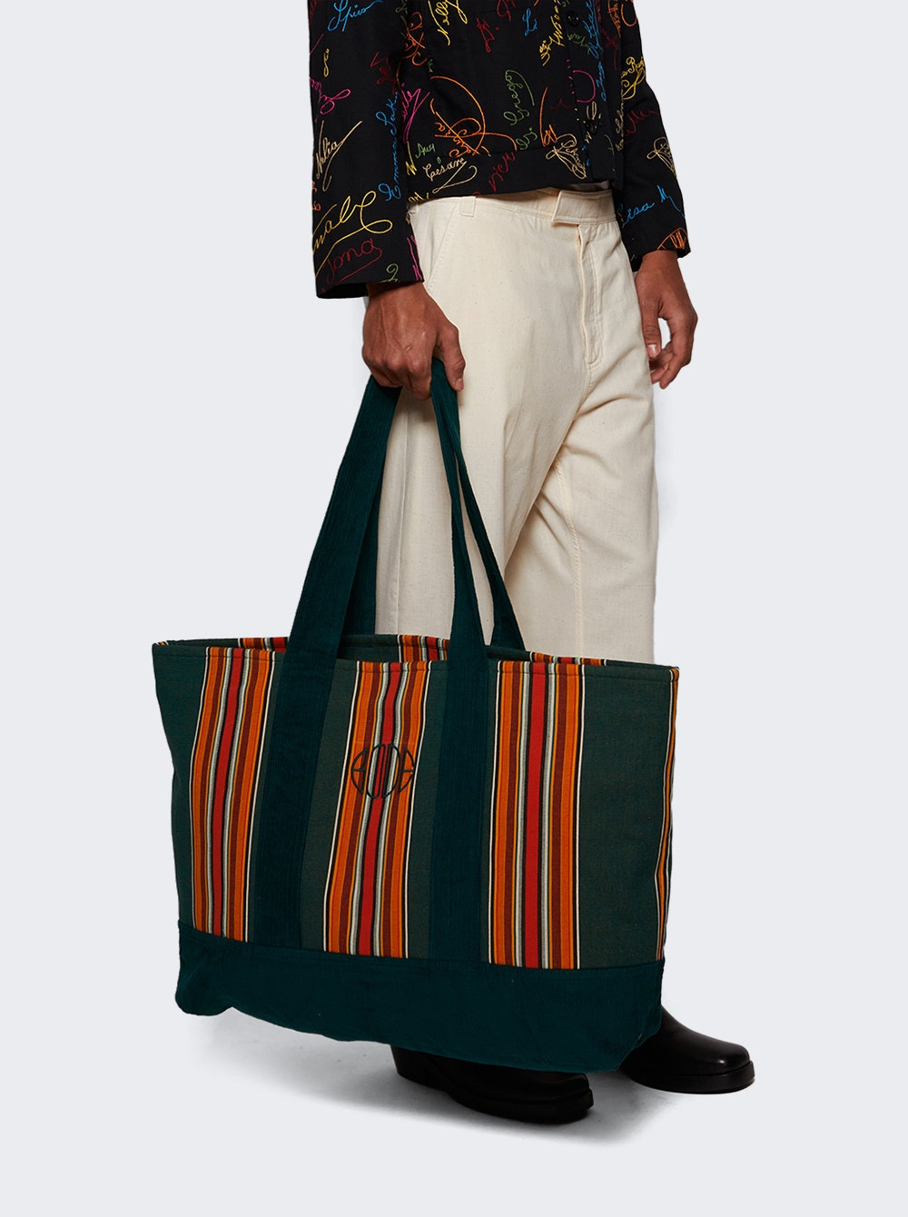 Parakeet Stripe Tote Bag Green Multicolor - 2