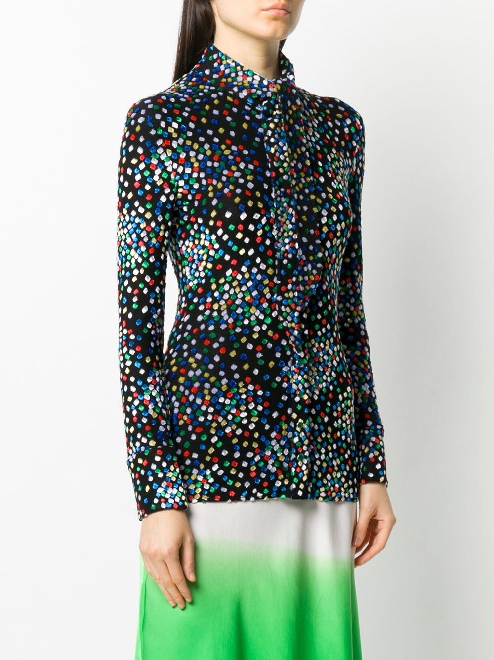 geometric print long-sleeve blouse - 3