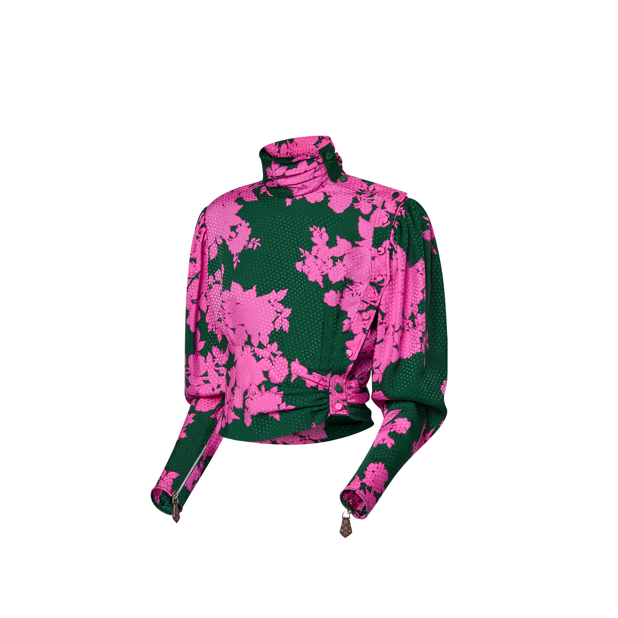 Bouquet Print Button Blouse - 2
