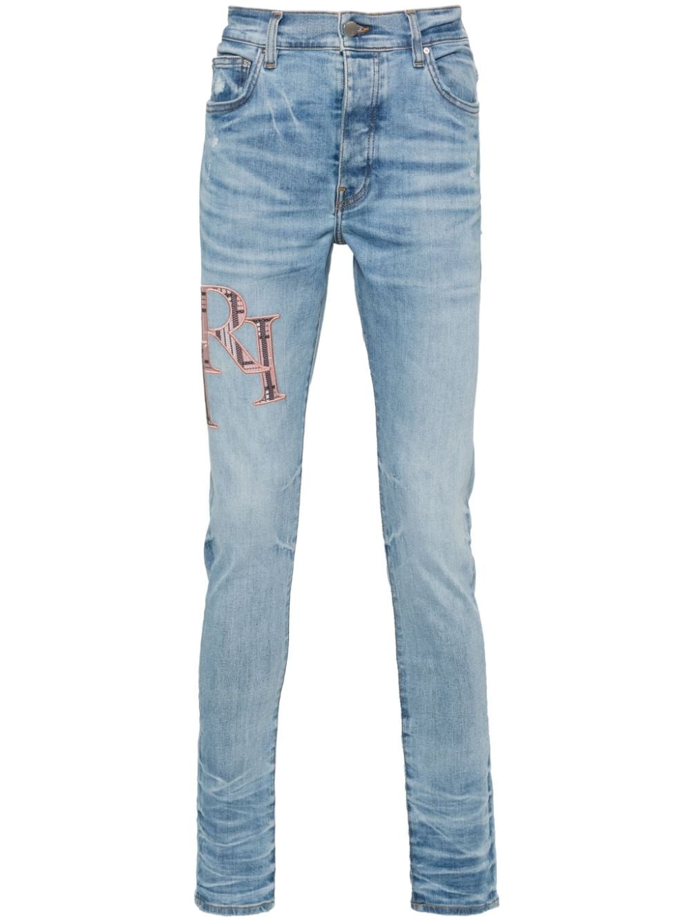 logo-embroidered skinny jeans - 1