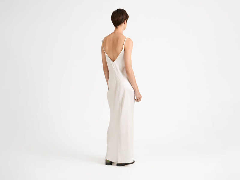 JW Anderson WOMENS KNOTTED WAIST LONGLINE DRESS IN OFF WHITE outlook
