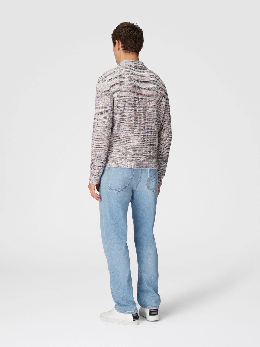 Long-sleeved polo shirt in cashmere and wool with slub motif - 3