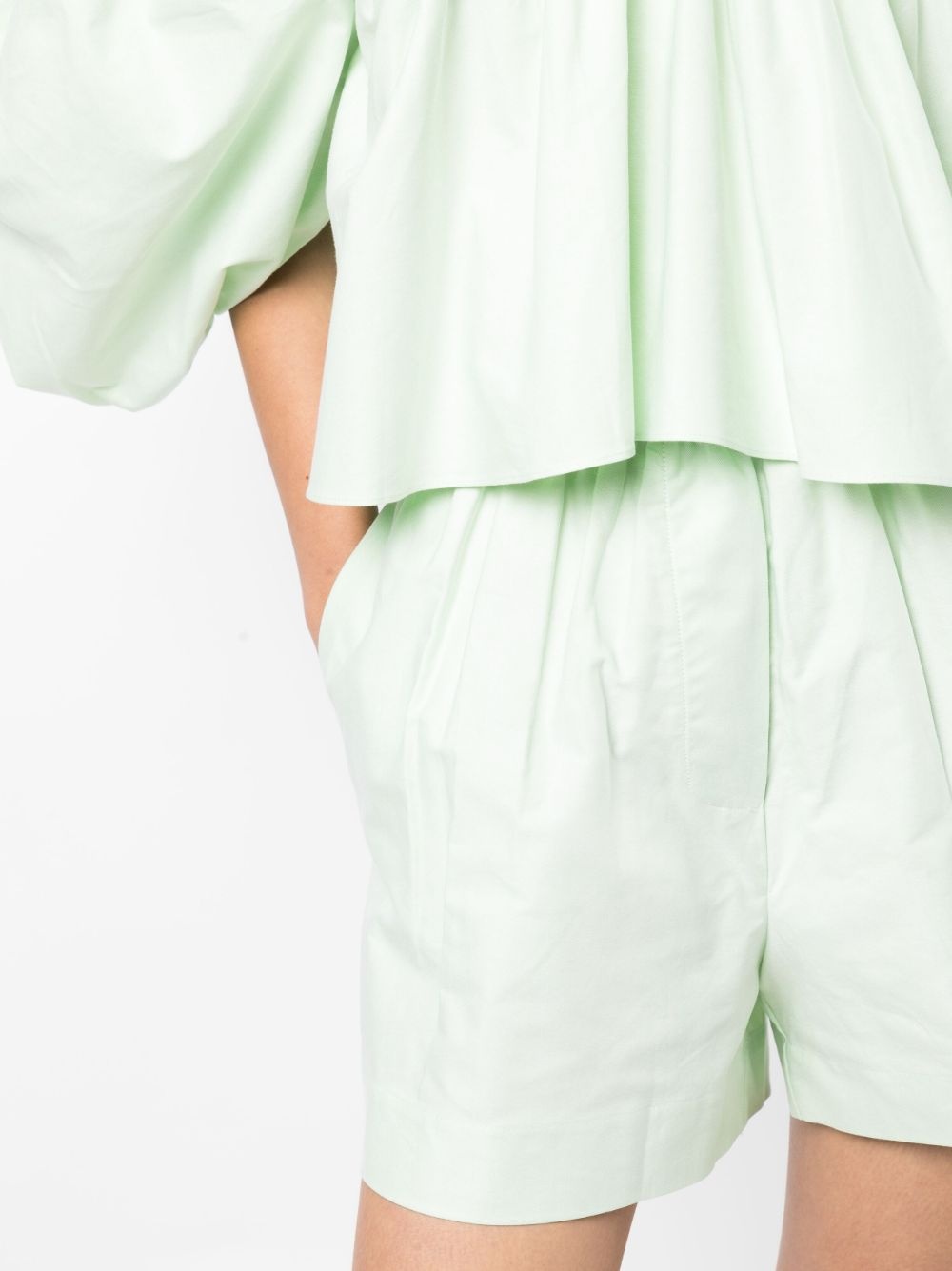 wide-leg cotton shorts - 5