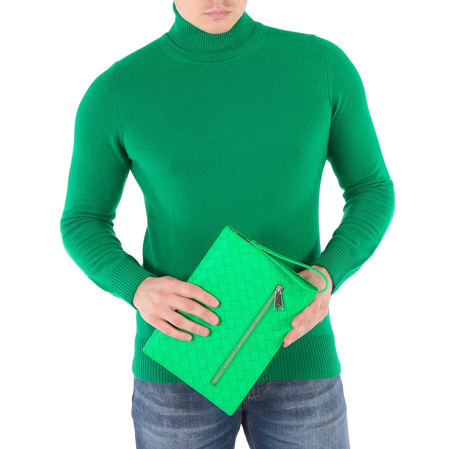 Bottega Veneta Men's Parakeet Small Intrecciato Leather Document Case - 2