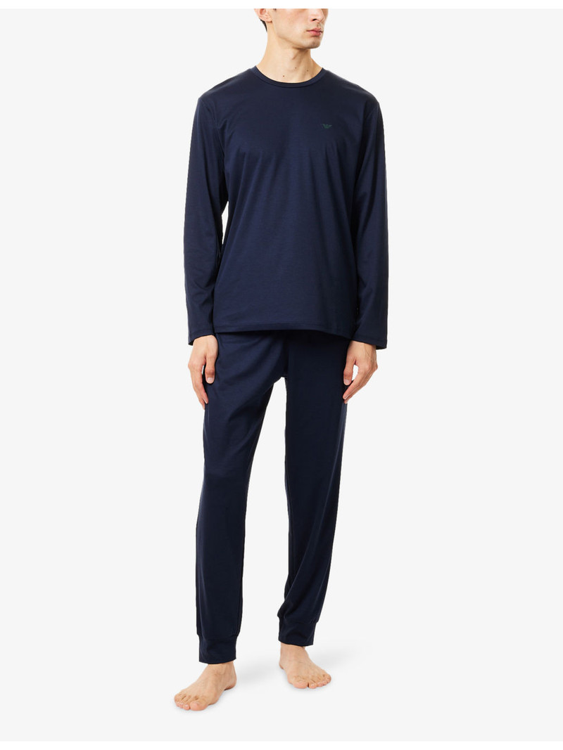 EMPORIO ARMANI Logo-Embroidered Cotton-Jersey Pyjamas outlook