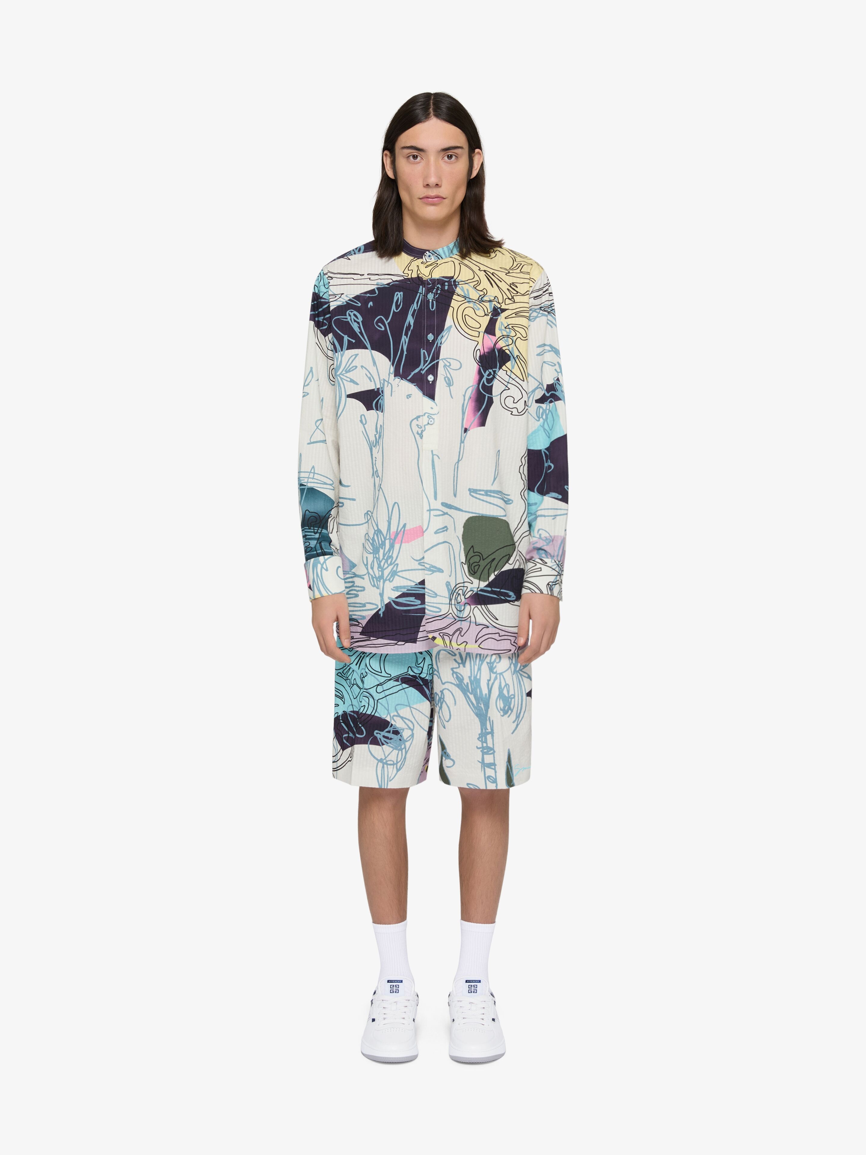 PRINTED SHIRT IN SEERSUCKER COTTON - 2