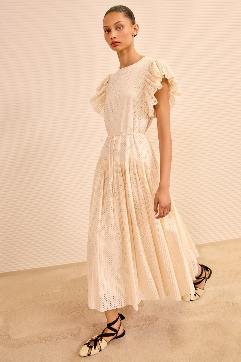 ULLA JOHNSON Sylvaine Flutter Sleeve Midi Dress outlook