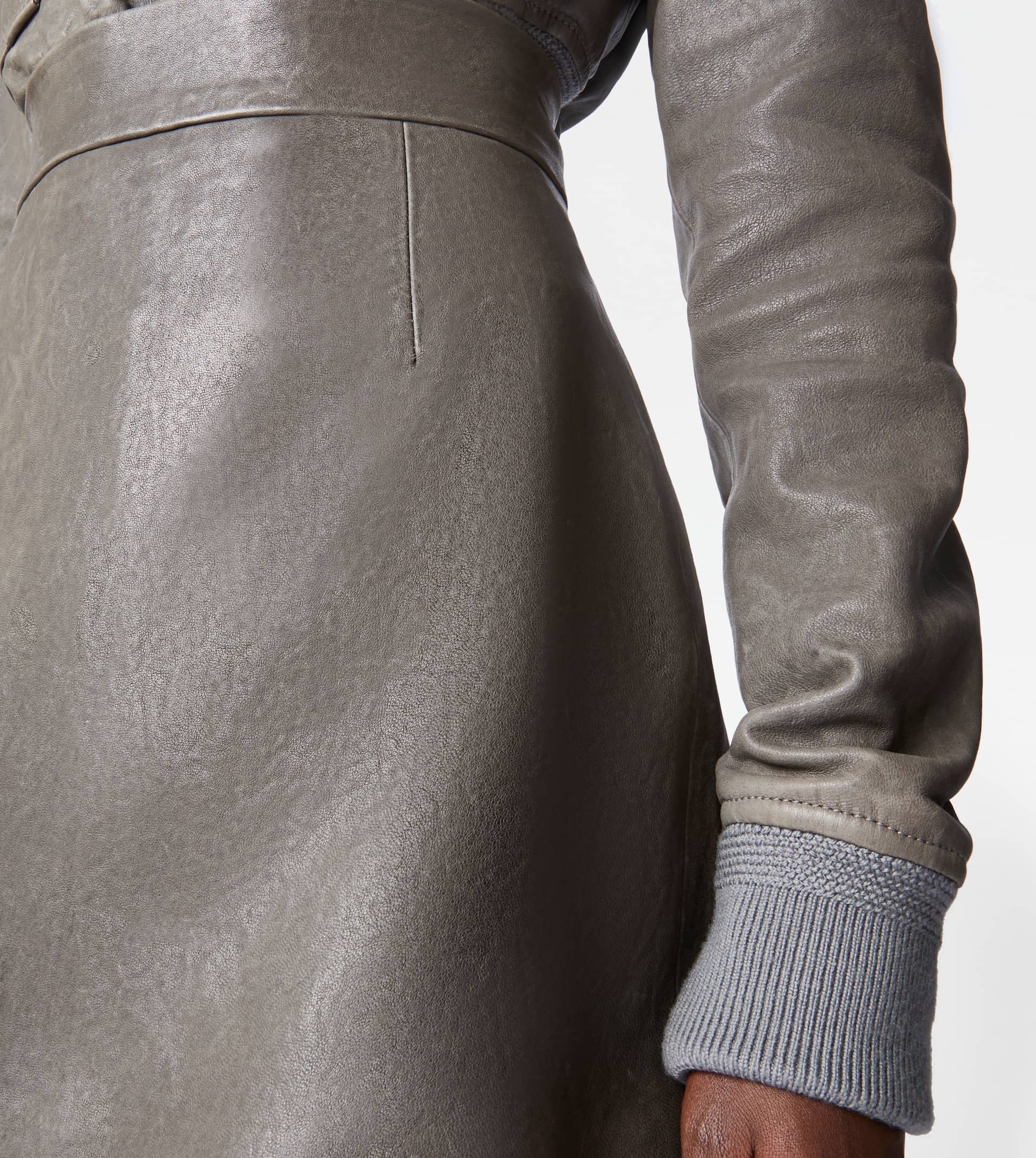 MINISKIRT IN LEATHER - GREY - 4