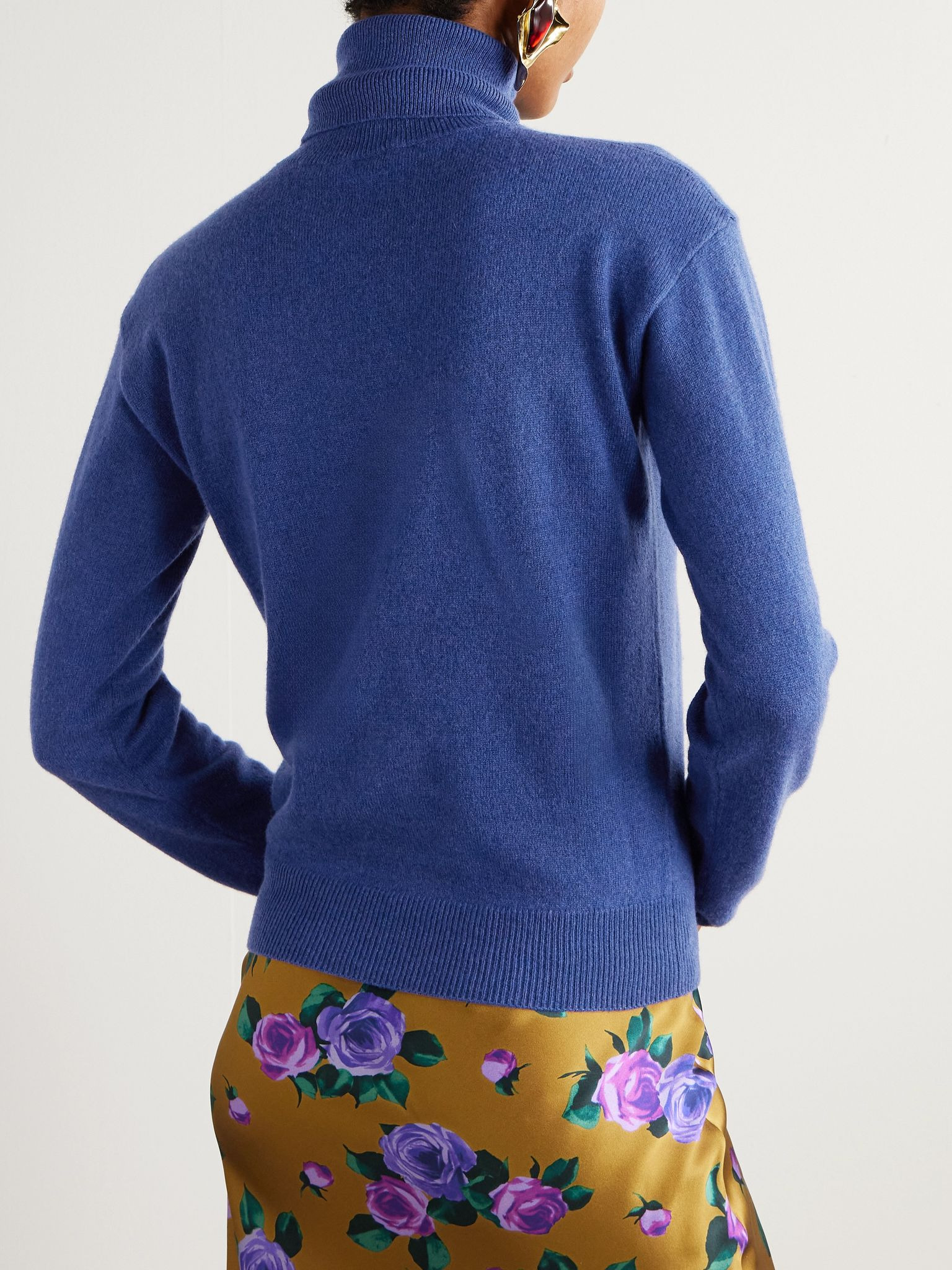 Cashmere and wool-blend turtleneck sweater Blue - 4