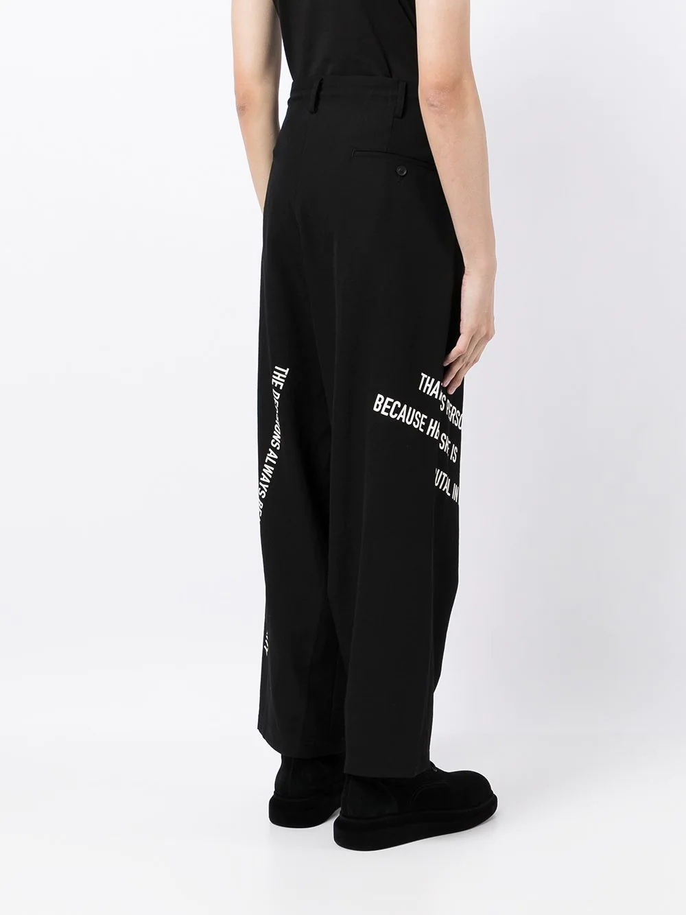 slogan-print straight-leg trousers - 4