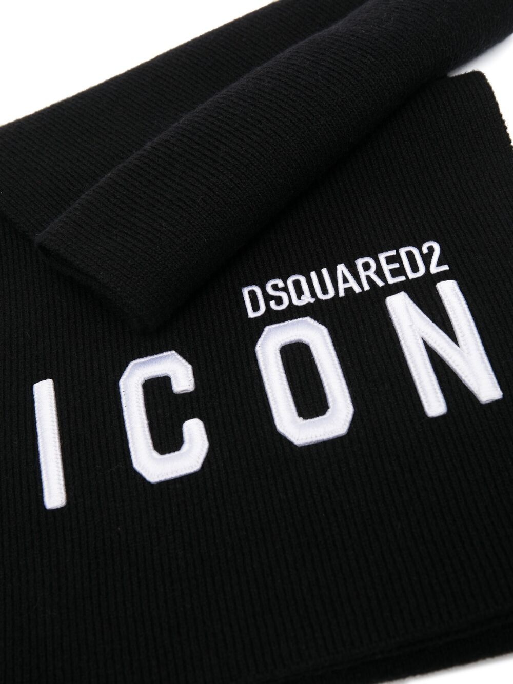 embroidered-logo ribbed-knit scarf - 5