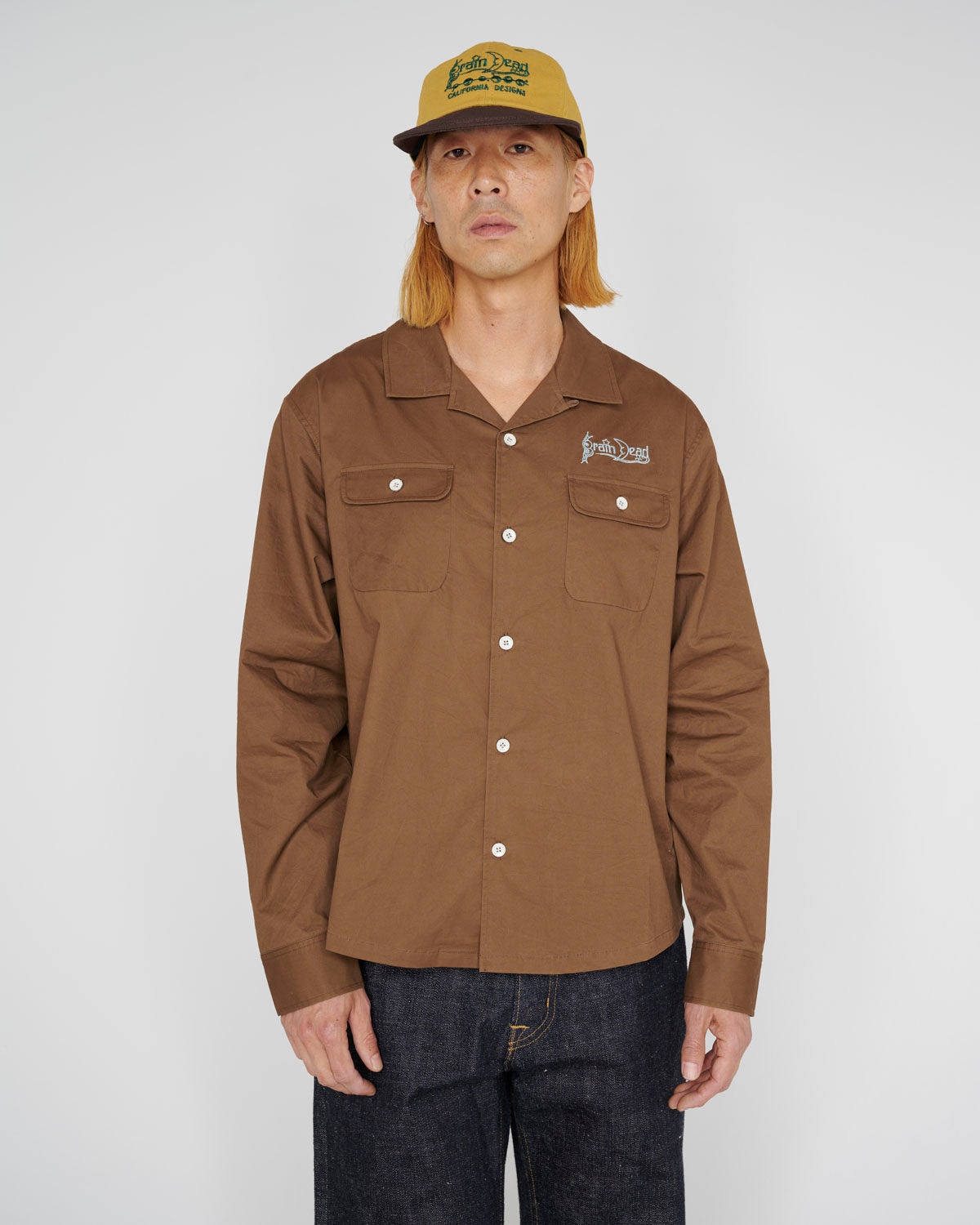 Poplin Camp Collar Shirt - Chocolate - 5