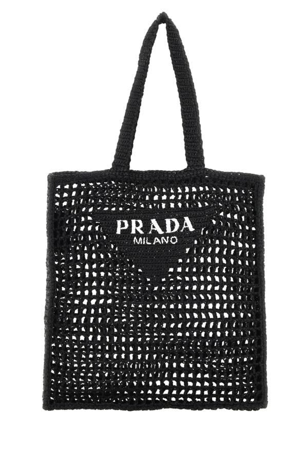 トートバッグ PRADA Black raffia shopping bag (1BG392VOOL2A2T F0002) Black Crochet tote bag | PRADA