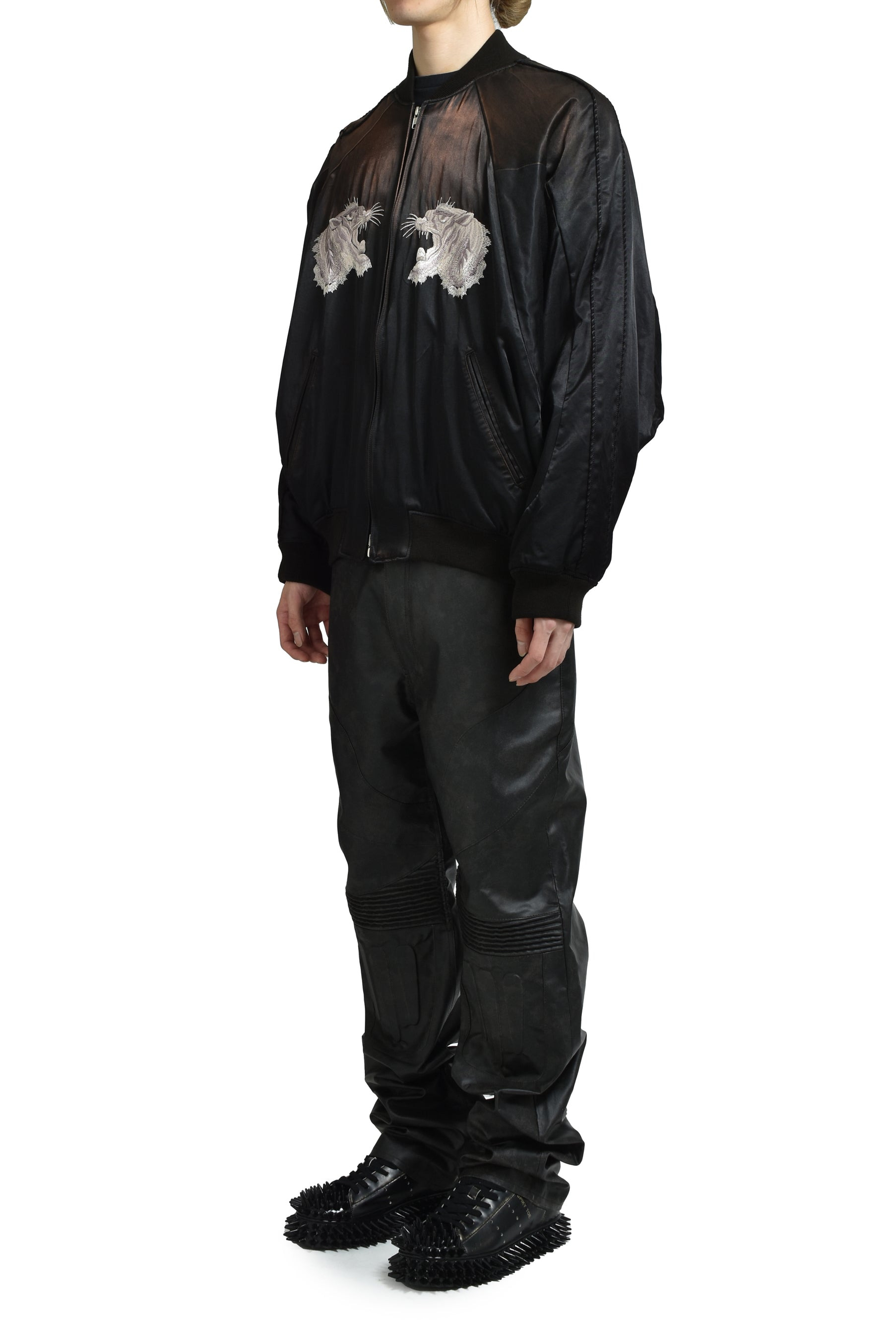 EMBOSSING LEATHER TROUSERS / BLK - 4