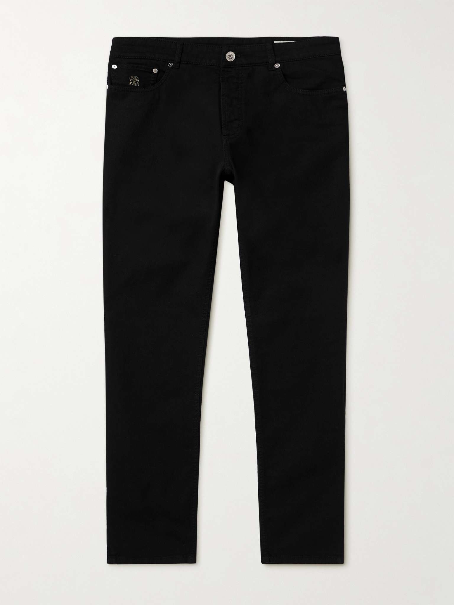 Slim-Fit Straight-Leg Logo-Embroidered Jeans - 1
