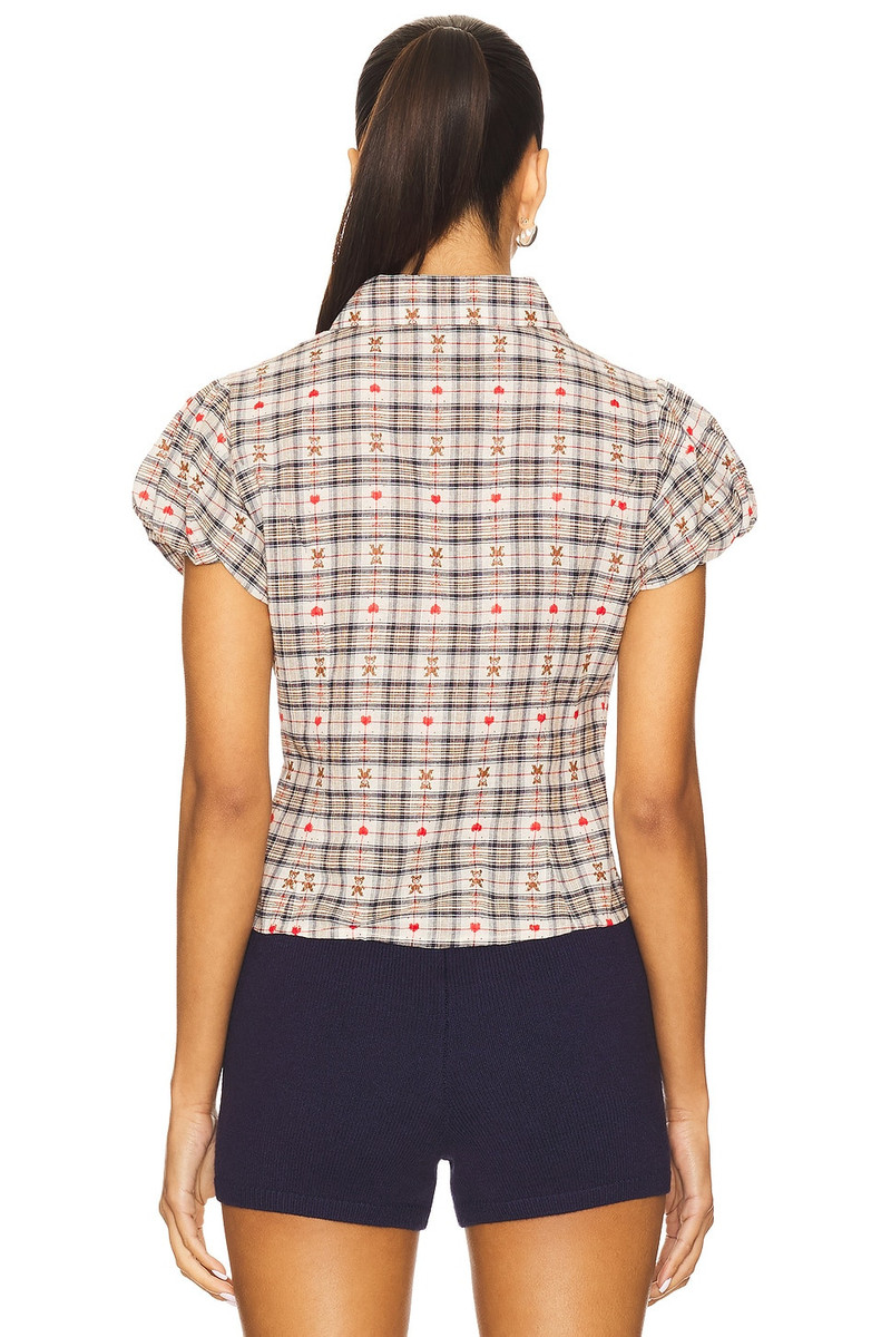 GUIZIO Liana Plaid Top outlook
