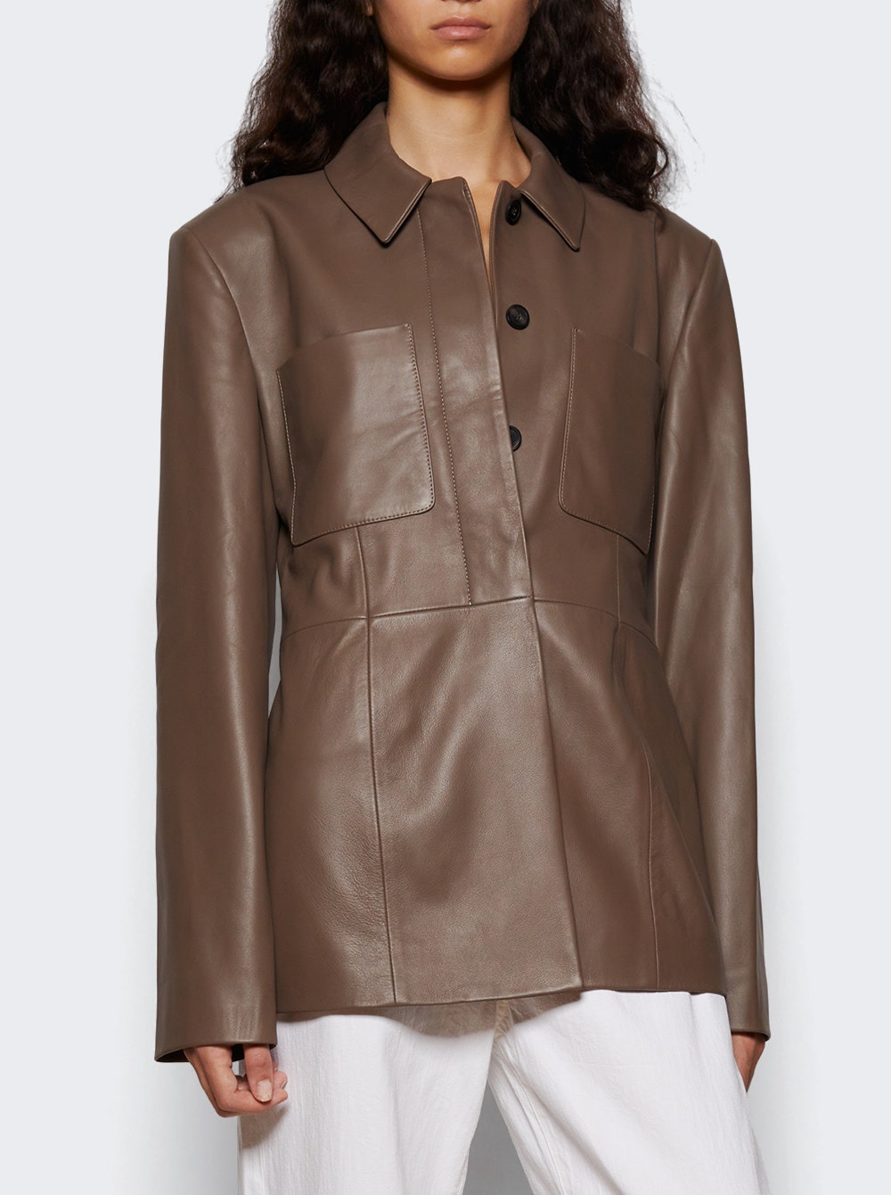 Magda Leather Jacket Taupe - 2