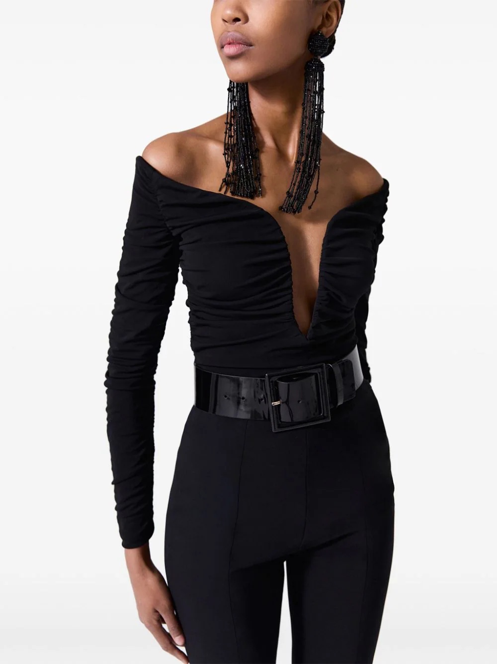 Deep U Neckline Ruched Top - 4