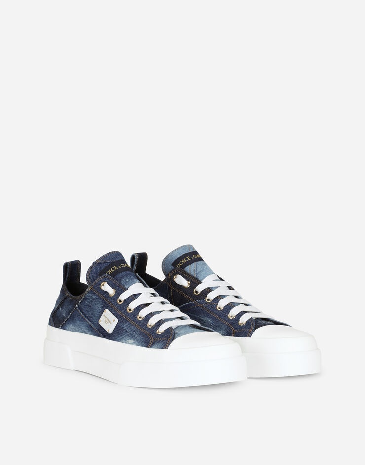 Patchwork denim Portofino Light sneakers with branded plate - 2