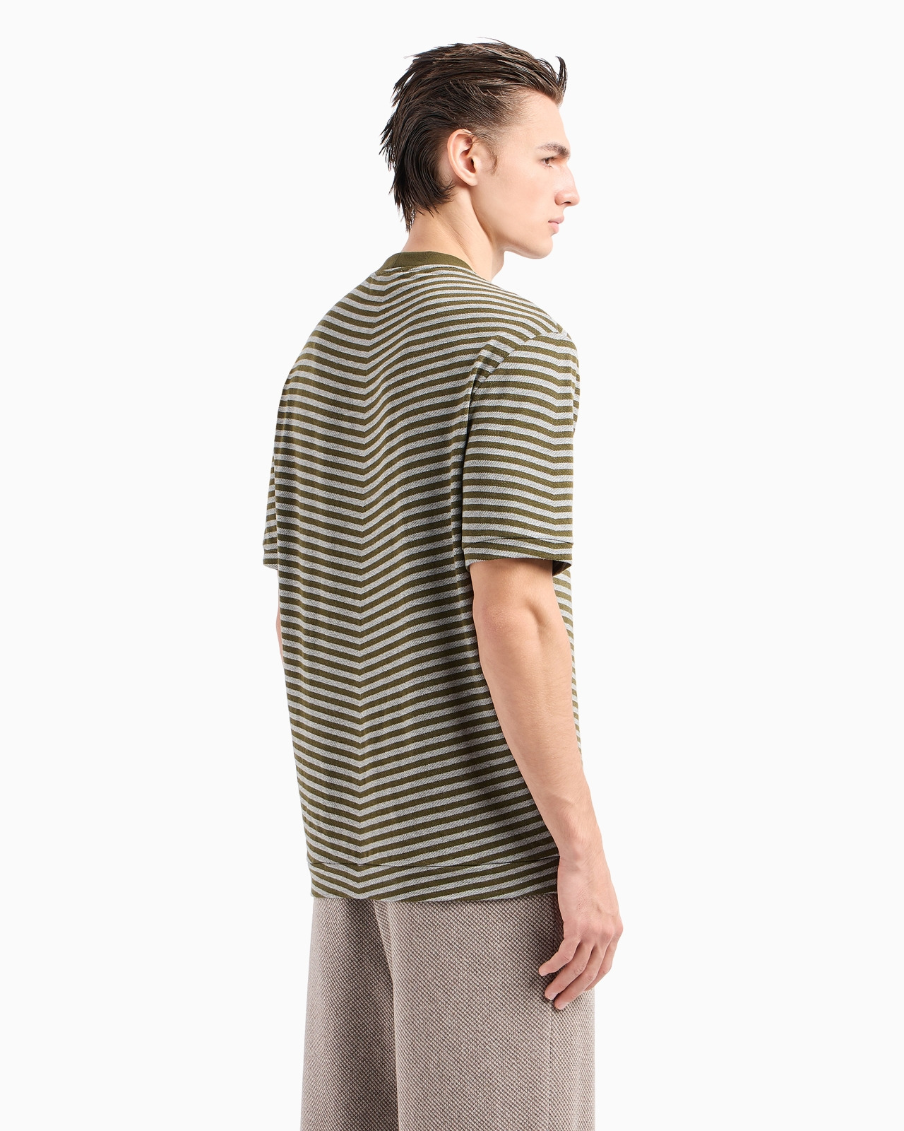 Chevron jacquard stretch viscose crew-neck T-shirt - 3