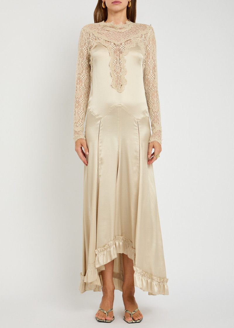 Isabel Marant Isabel Marant Dolores Lace-embellished Stretch-satin Gown outlook
