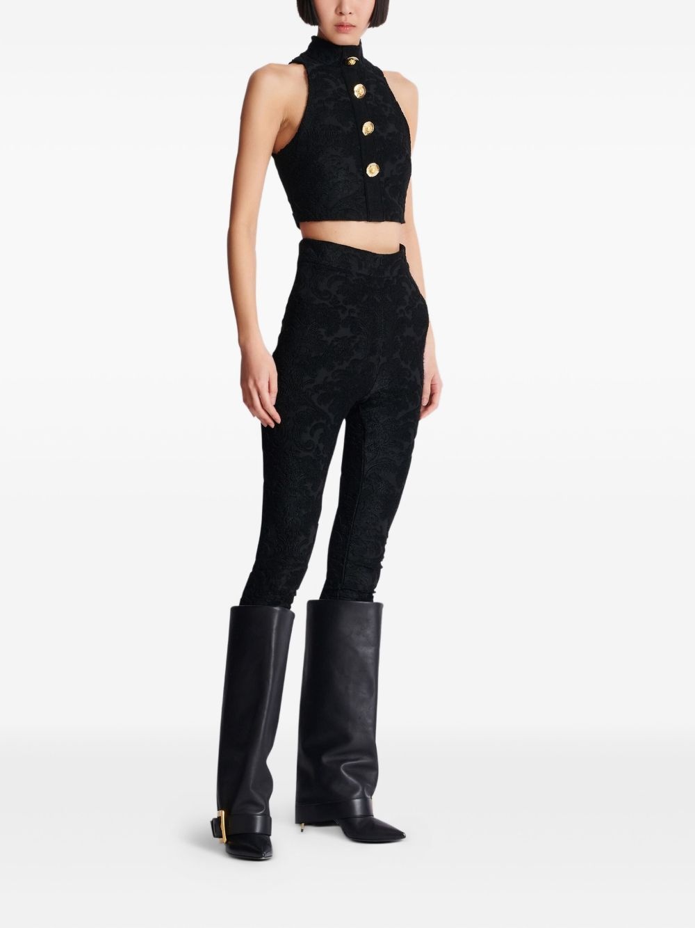 baroque-pattern buttoned top - 3