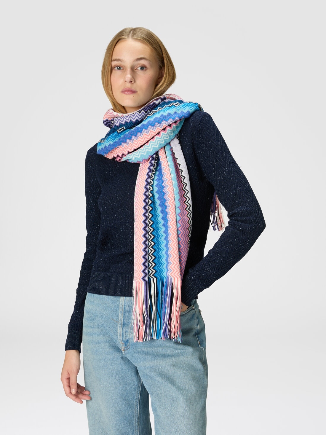 Zig zag wool blend scarf - 3