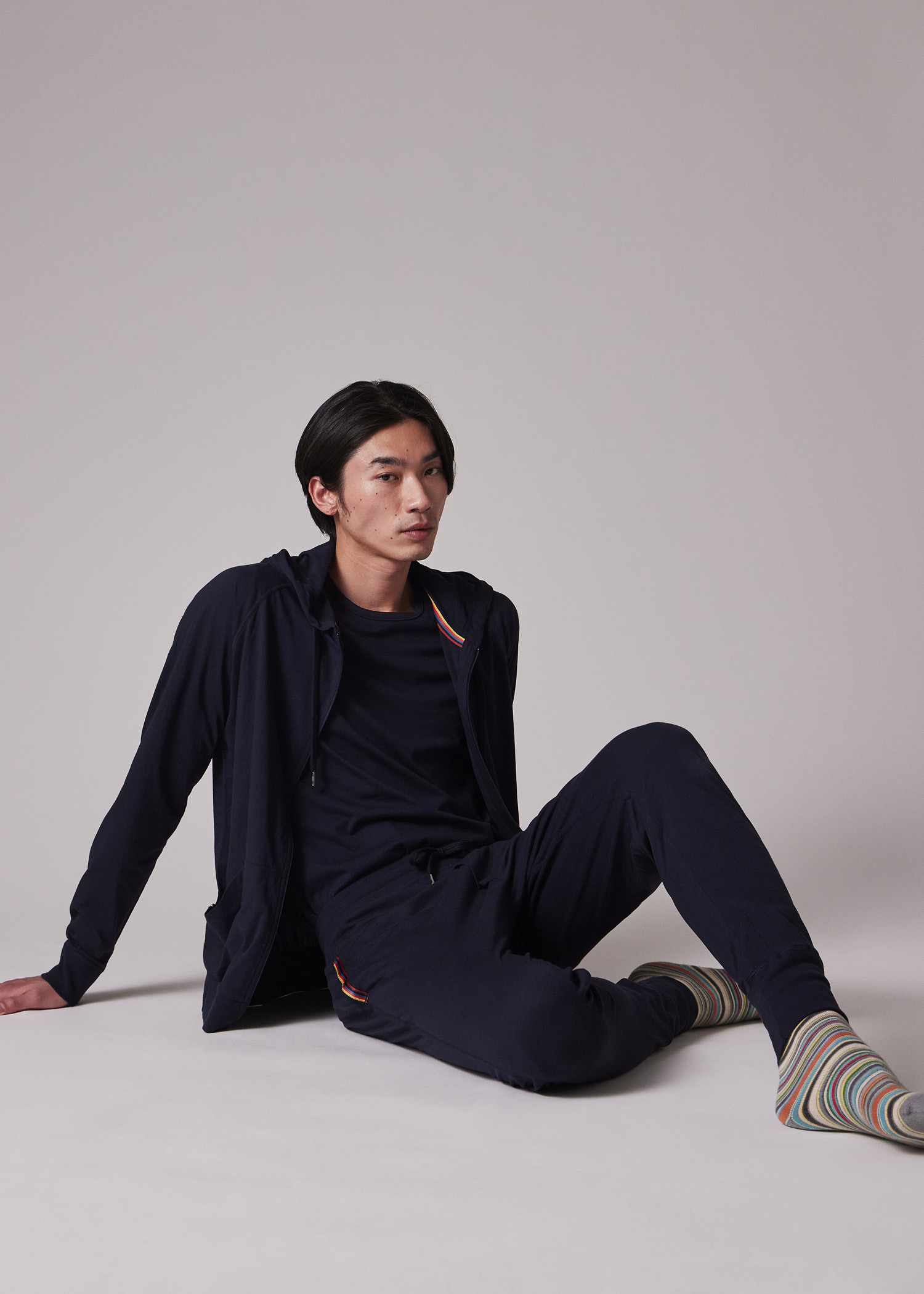 Navy Jersey Cotton Zip Lounge Hoodie - 4