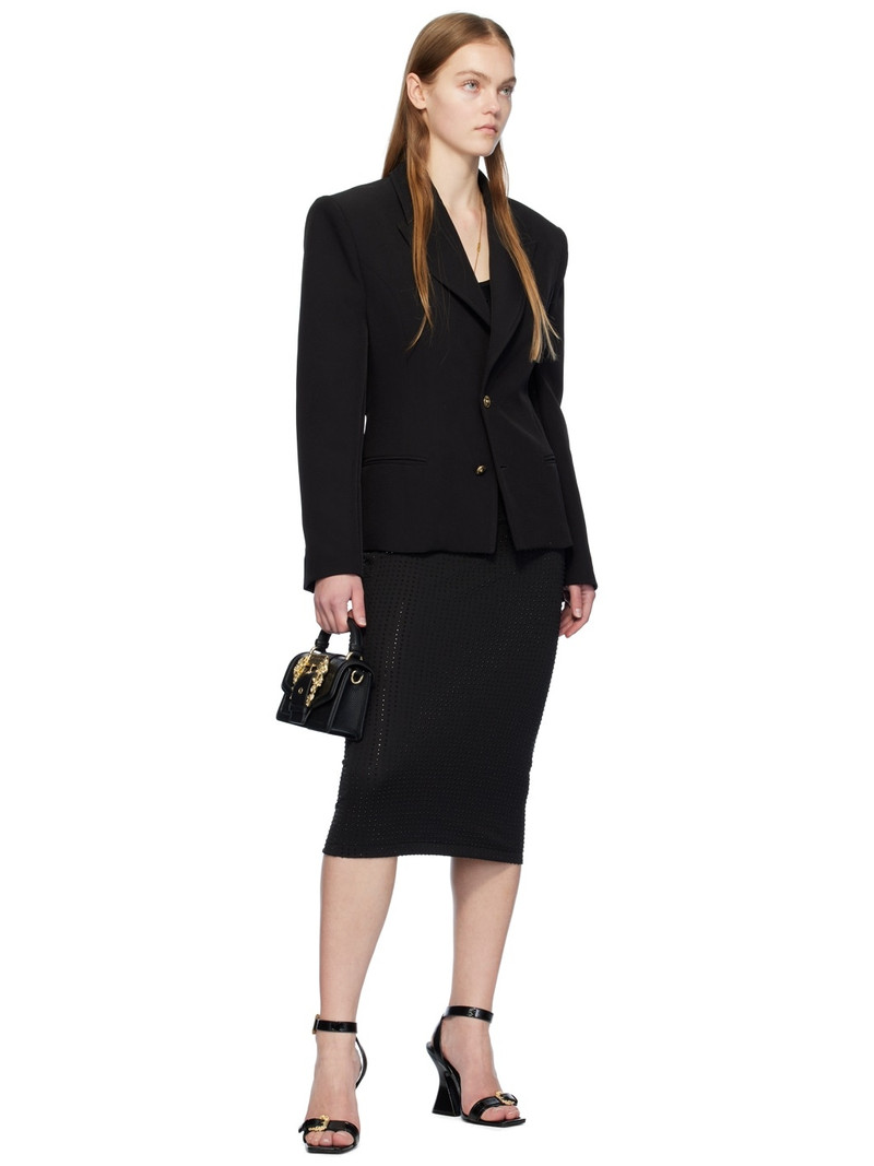 VERSACE JEANS COUTURE Black Crystal-Cut Midi Skirt outlook