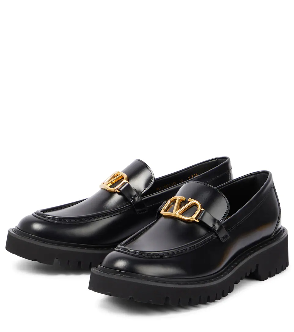 VLogo leather loafers - 5