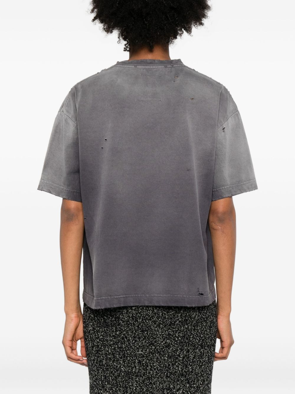 distressed logo-embroidered T-shirt - 4