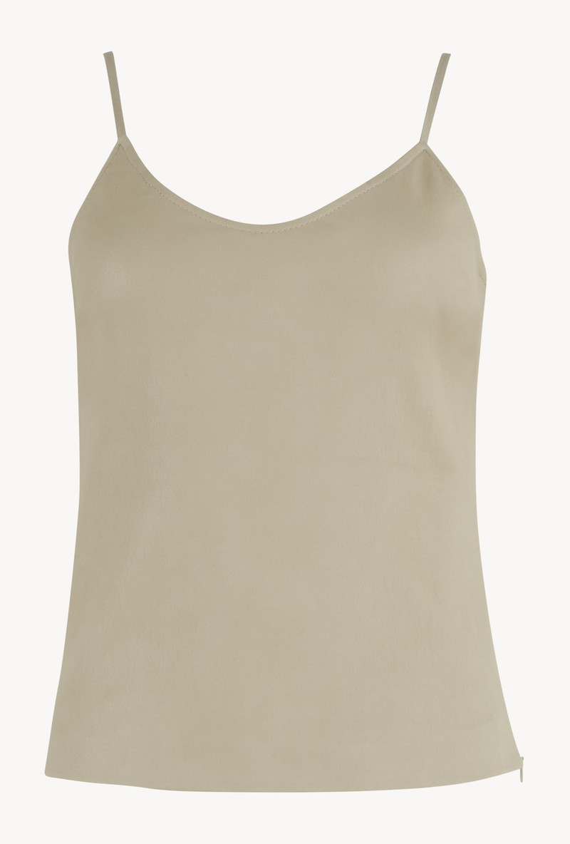 SPRWMN OFF WHITE LEATHER SCOOPED NECK CAMI outlook